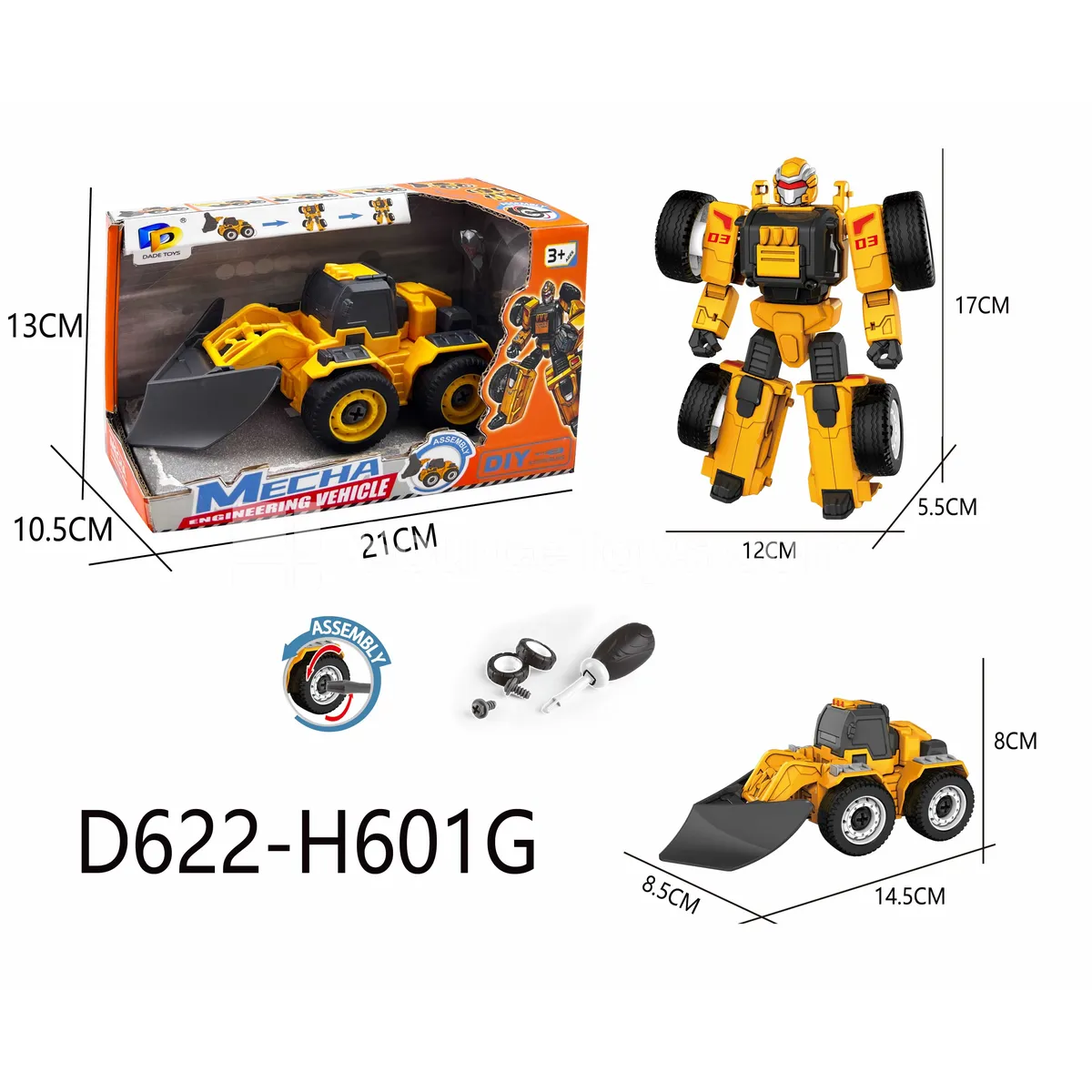 DIY Assembly Transforming Construction Vehicle Model Kit (D622-H601G)