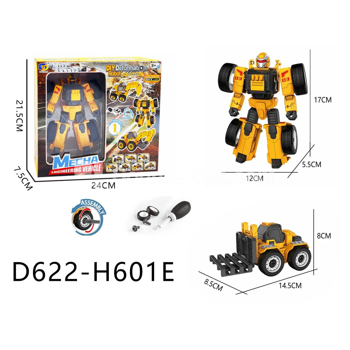 DIY Assembly Transforming Construction Vehicle Model Kit (D622-H609E)
