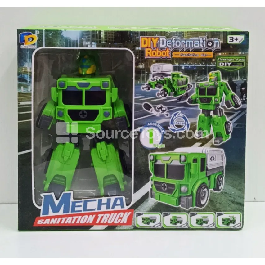 DIY Assembly Transforming Sanitation Vehicle Model Kit (D622-H138ABCD)
