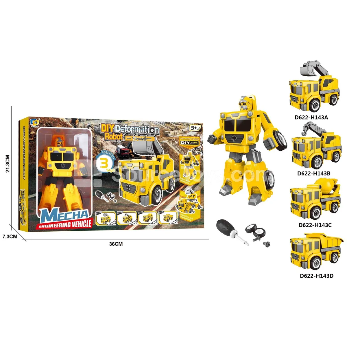 DIY Assembly Transforming Construction Vehicle Model Kit (D622-H143ABCD) DIY Assembly Transforming Construction Vehicle Model Kit (D622-H143ABCD)
