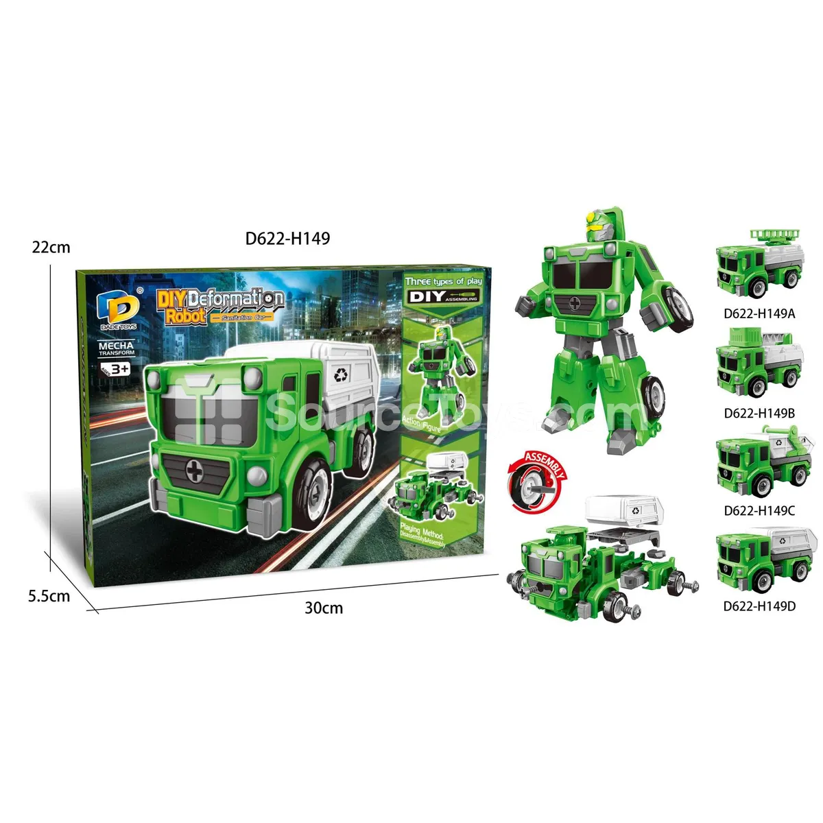 DIY Assembly Transforming Sanitation Vehicle Model Kit (D622-H149ABCD) DIY Assembly Transforming Sanitation Vehicle Model Kit (D622-H149ABCD)