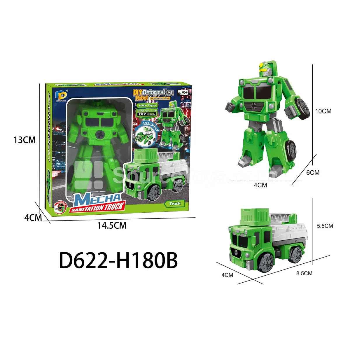 DIY Assembly Transforming Sanitation Vehicle Model Kit (D622-H180B) DIY Assembly Transforming Sanitation Vehicle Model Kit (D622-H180B)