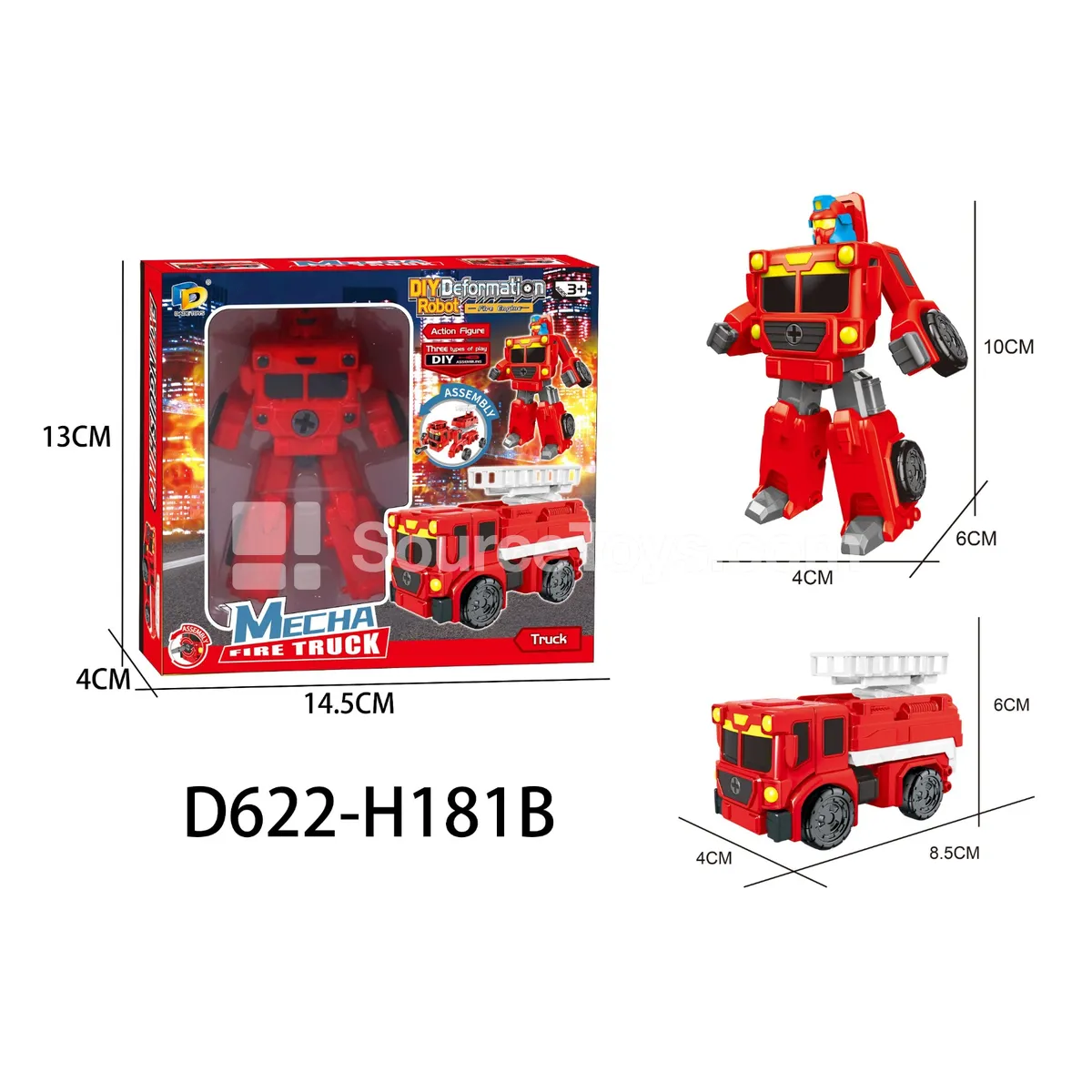 DIY Assembly Transforming Fire Truck Model Kit (D622-H181B) DIY Assembly Transforming Fire Truck Model Kit (D622-H181B)