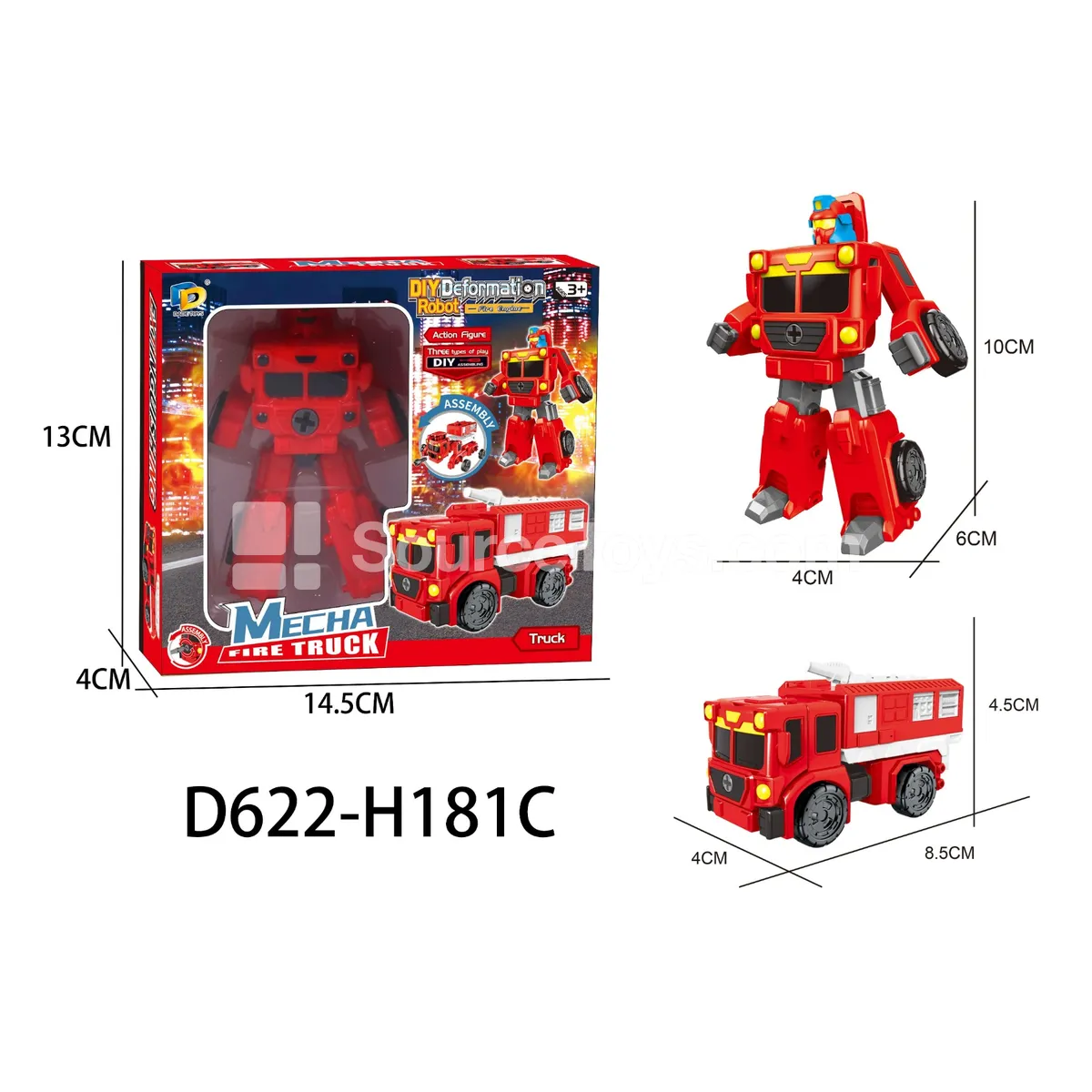 DIY Assembly Transforming Fire Truck Model Kit (D622-H181C) DIY Assembly Transforming Fire Truck Model Kit (D622-H181C)