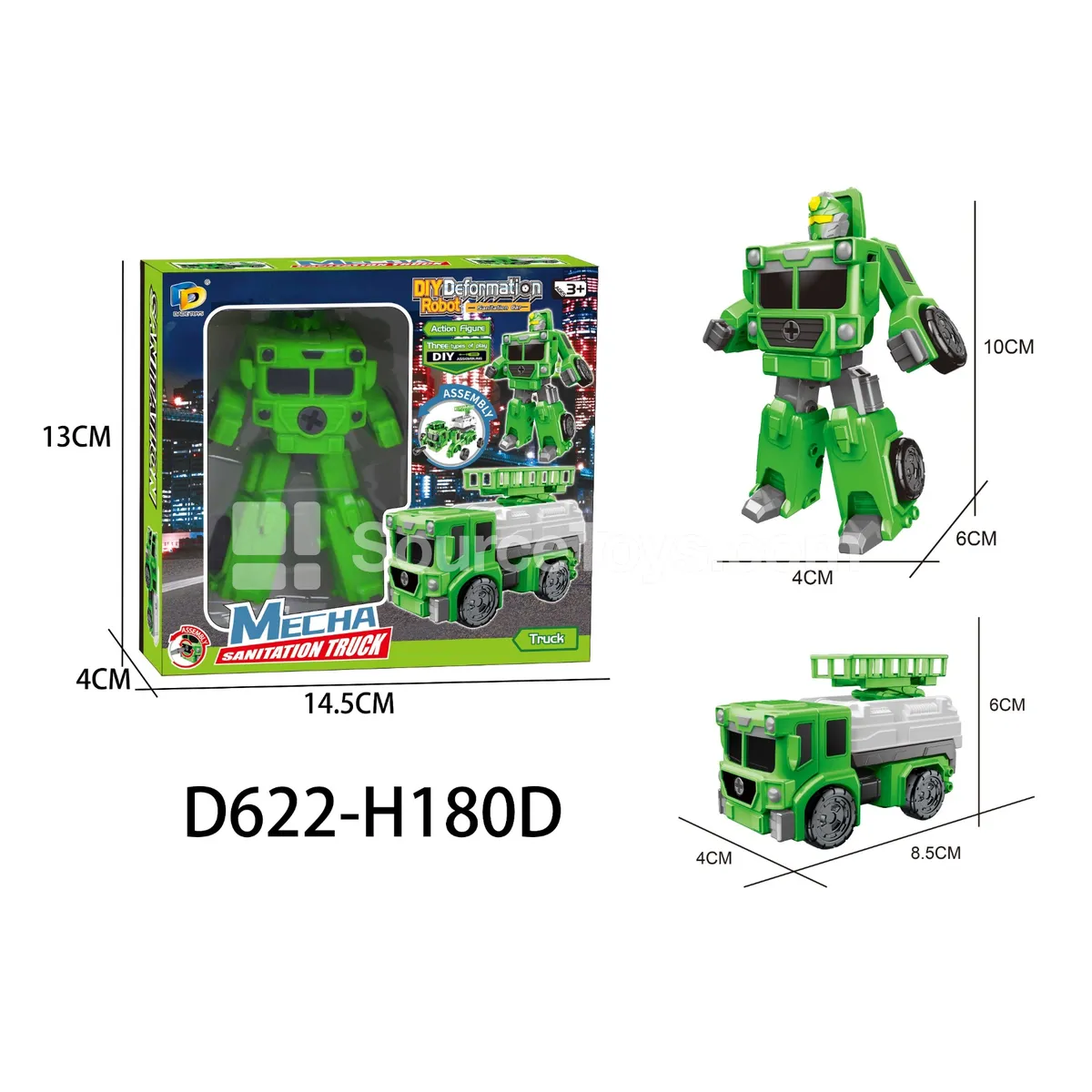 DIY Assembly Transforming Sanitation Vehicle Model Kit (D622-H180D) DIY Assembly Transforming Sanitation Vehicle Model Kit (D622-H180D)