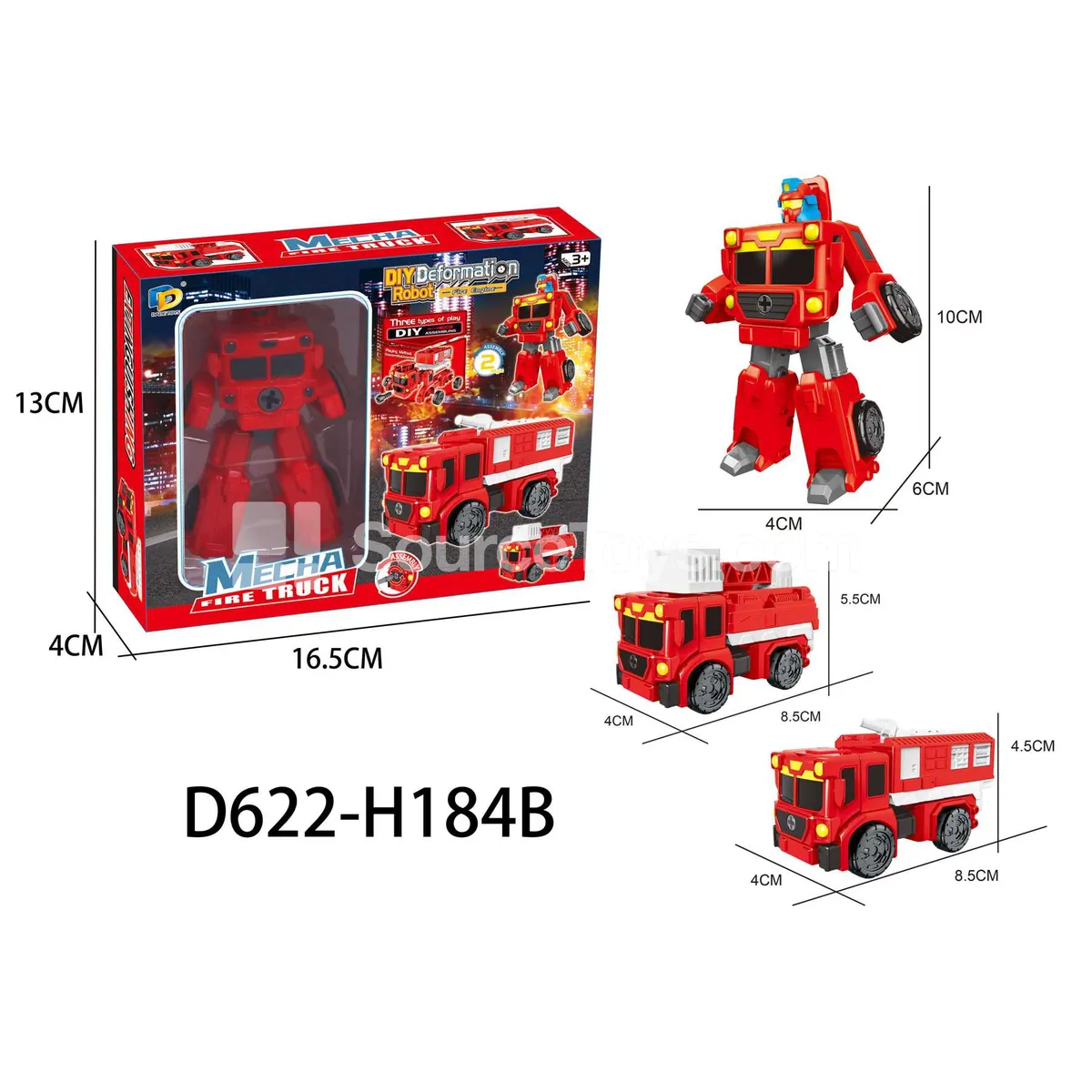 DIY Assembly Transforming Fire Truck Model Kit (D622-H184B)