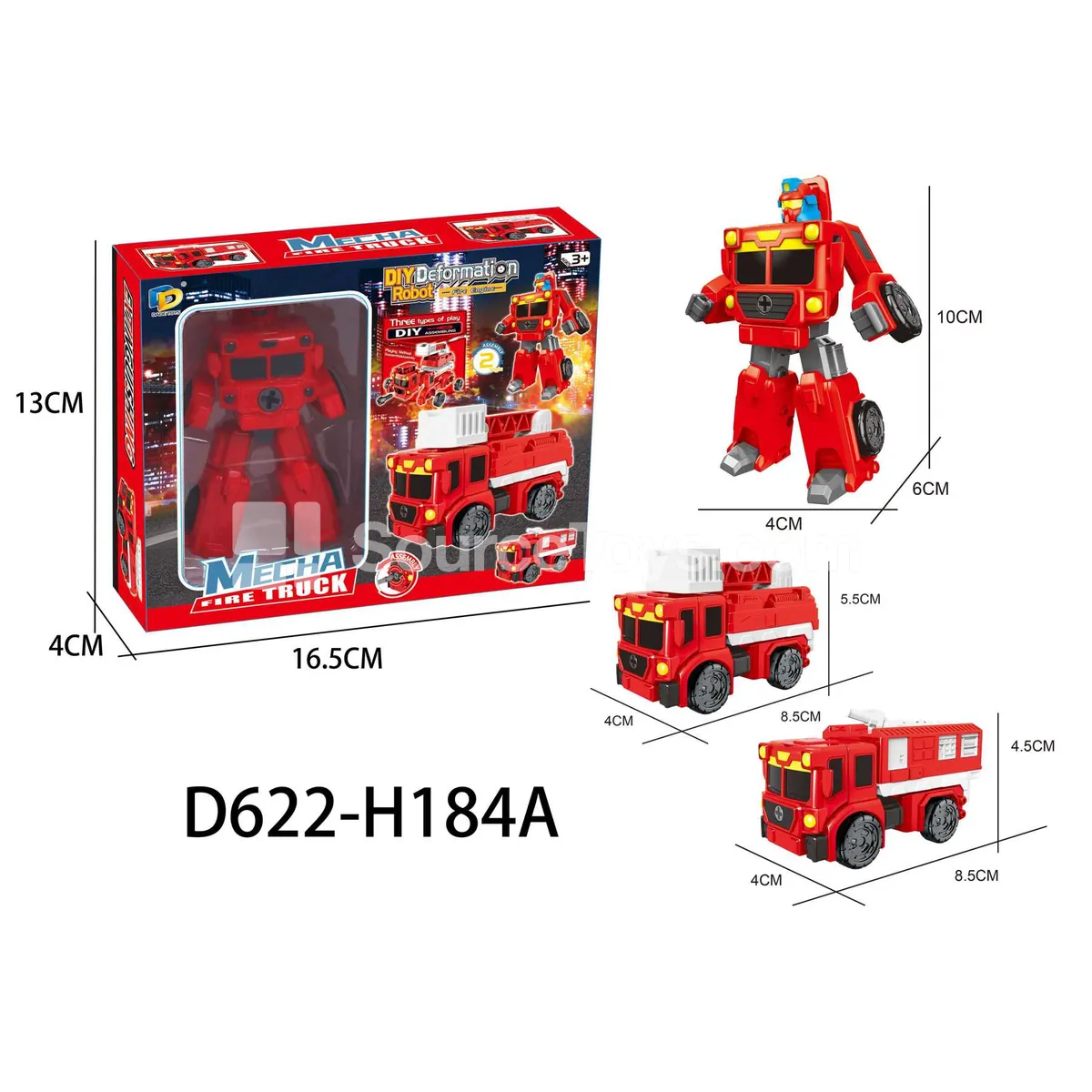 DIY Assembly Transforming Fire Truck Model Kit (D622-H184A) DIY Assembly Transforming Fire Truck Model Kit (D622-H184A)