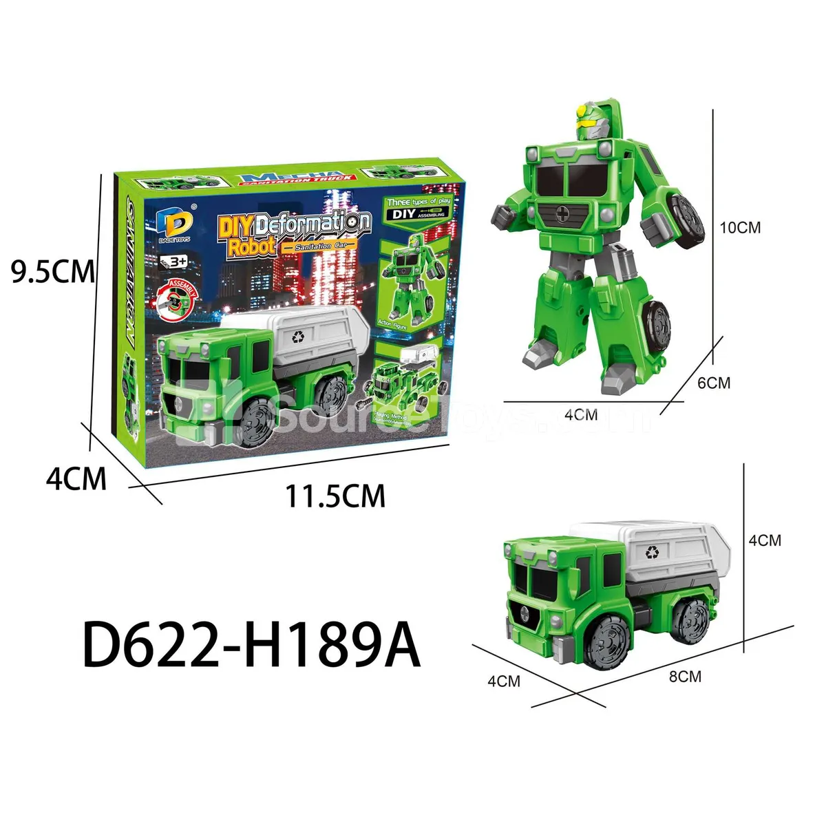 DIY Assembly Transforming Sanitation Vehicle Model Kit (D622-H189A) DIY Assembly Transforming Sanitation Vehicle Model Kit (D622-H189A)