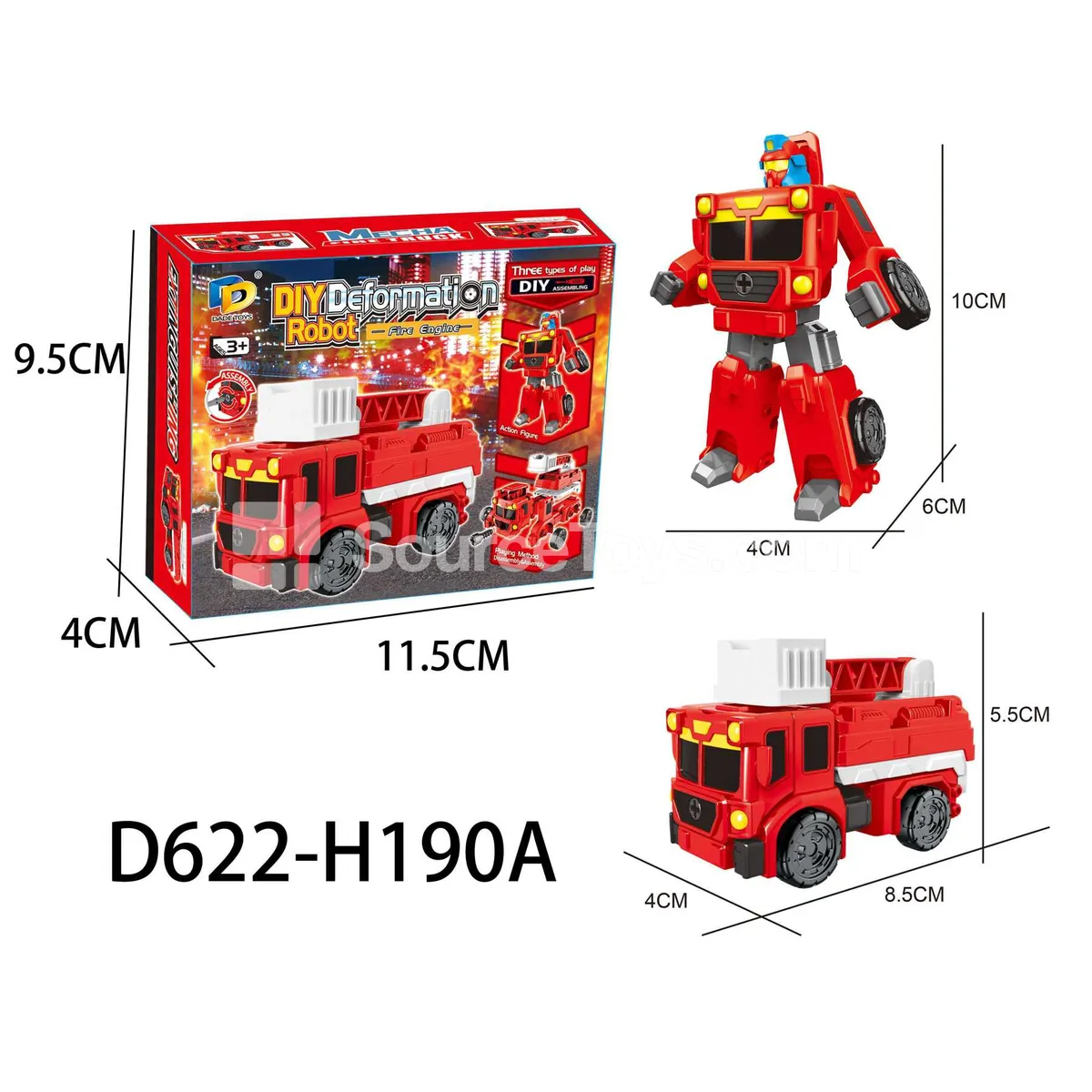 DIY Assembly Transforming Fire Truck Model Kit (D622-H190A) DIY Assembly Transforming Fire Truck Model Kit (D622-H190A)