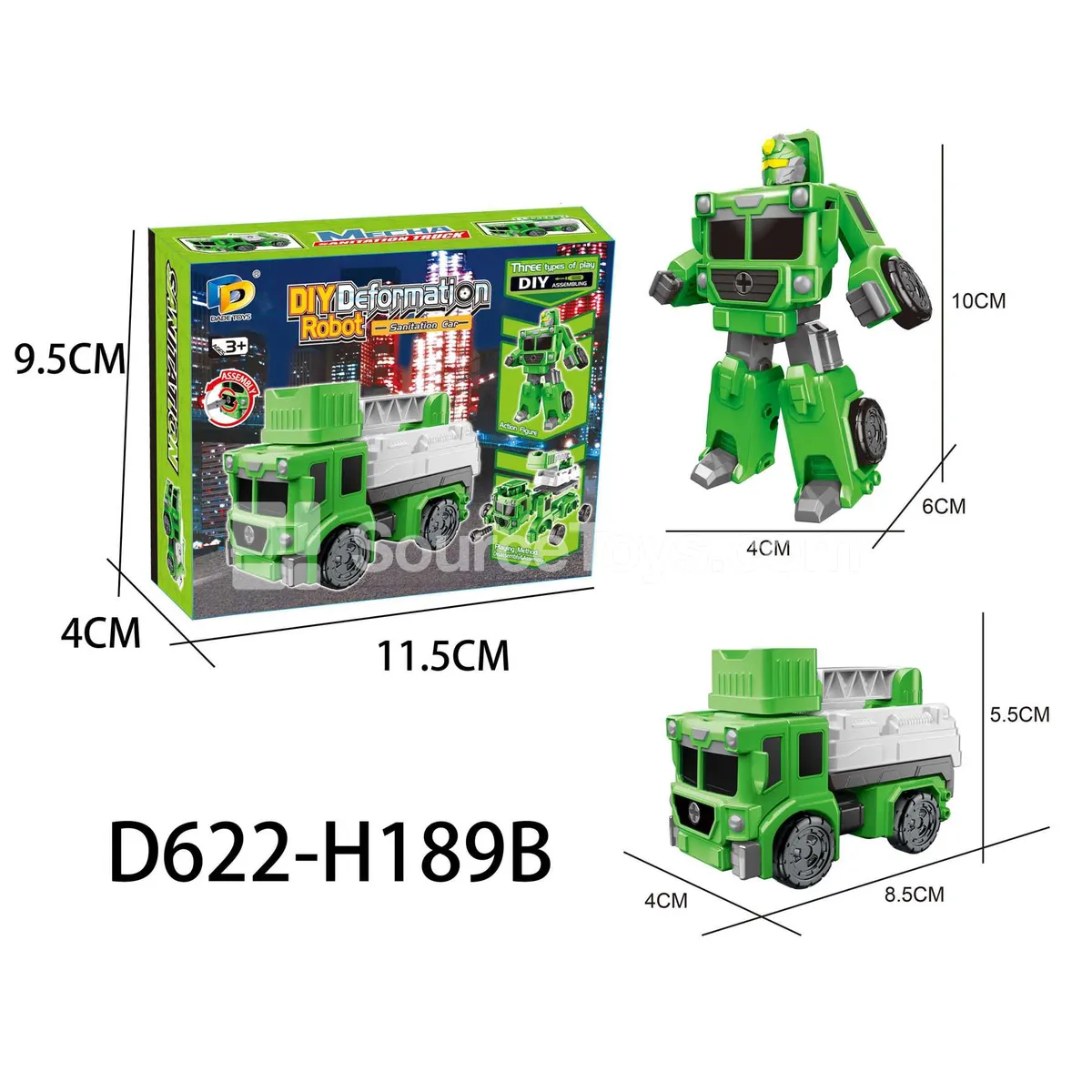 DIY Assembly Transforming Sanitation Vehicle Model Kit (D622-H189B) DIY Assembly Transforming Sanitation Vehicle Model Kit (D622-H189B)