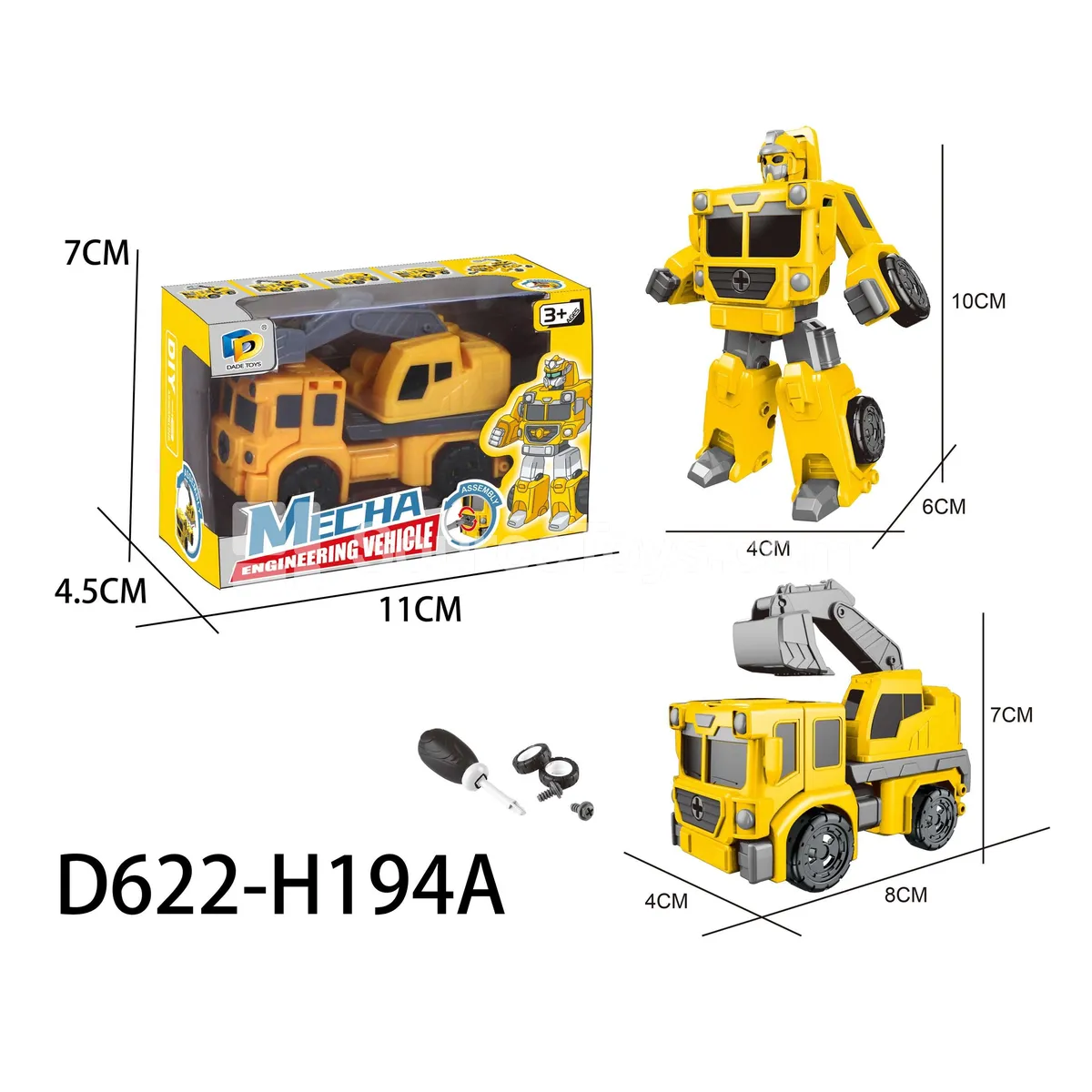 DIY Assembly Transforming Construction Vehicle Model Kit (D622-H194A) DIY Assembly Transforming Construction Vehicle Model Kit (D622-H194A)