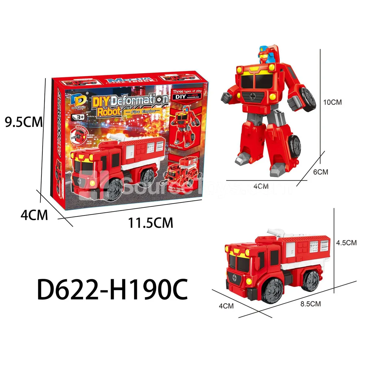 DIY Assembly Transforming Fire Truck Model Kit (D622-H190C) DIY Assembly Transforming Fire Truck Model Kit (D622-H190C)