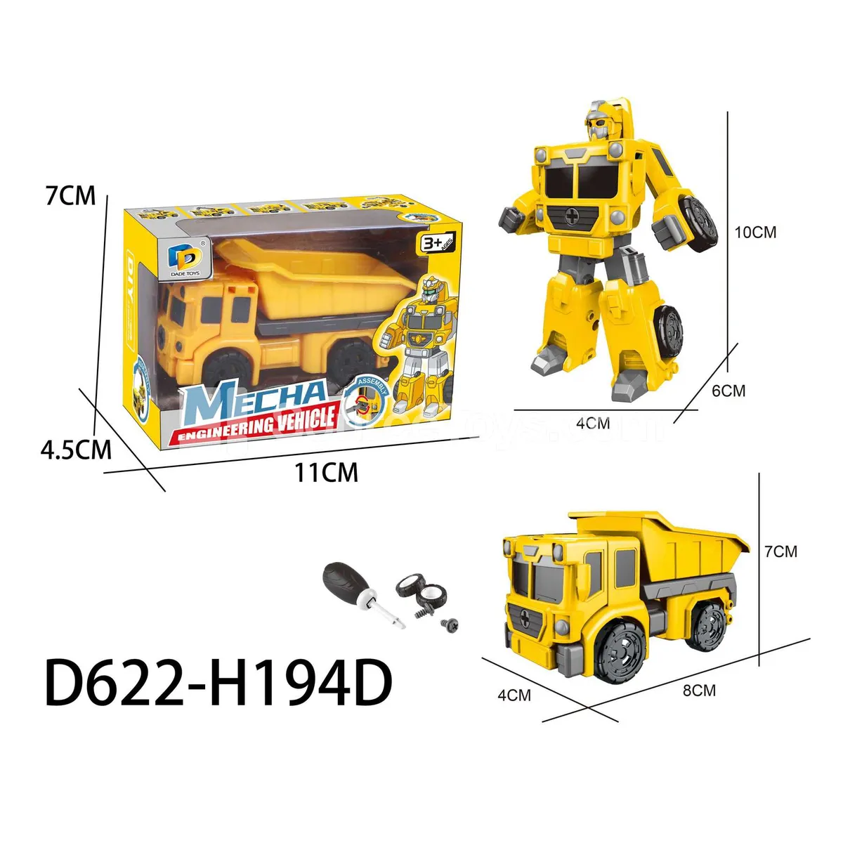 DIY Assembly Transforming Construction Vehicle Model Kit (D622-H194D) DIY Assembly Transforming Construction Vehicle Model Kit (D622-H194D)