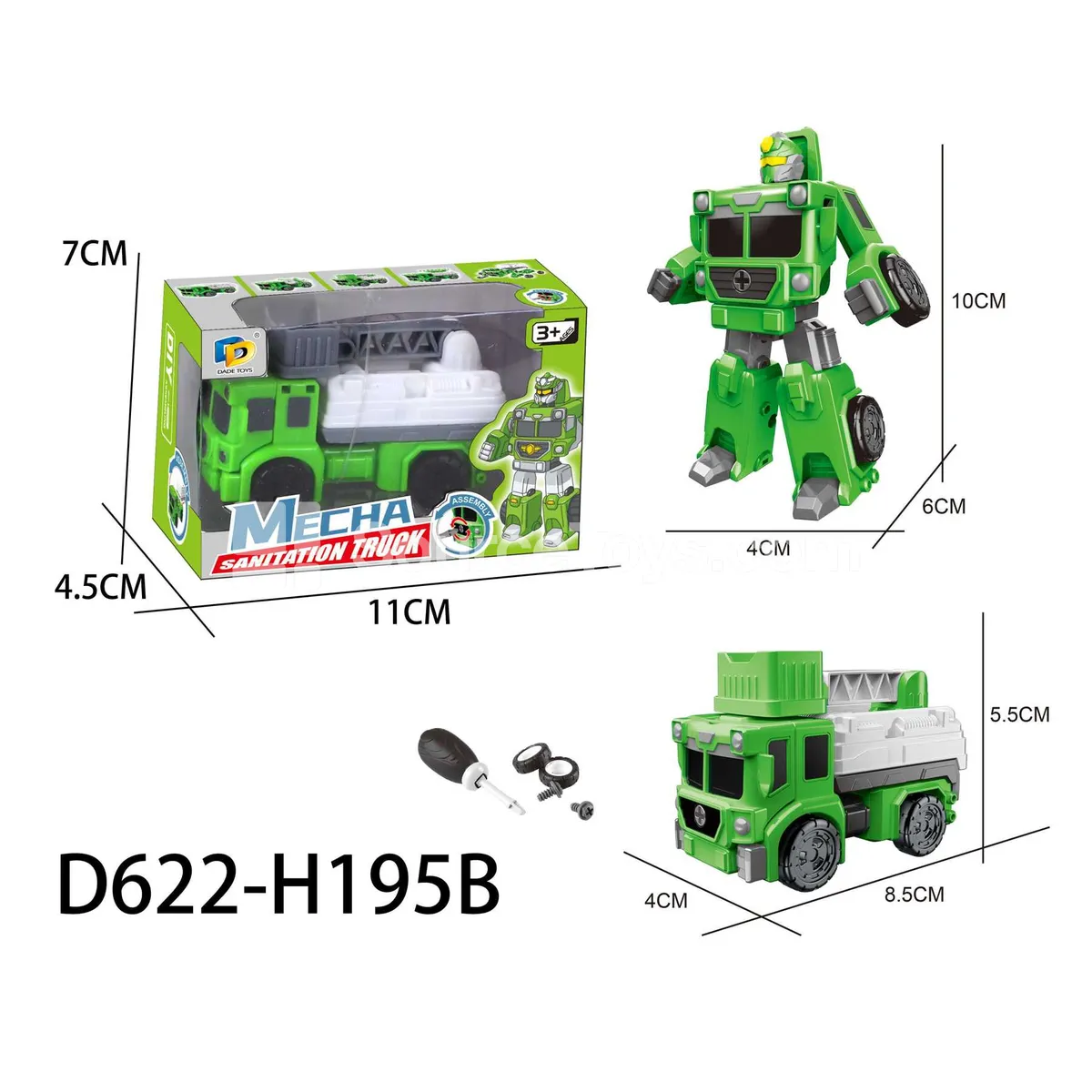 DIY Assembly Transforming Sanitation Vehicle Model Kit (D622-H195B) DIY Assembly Transforming Sanitation Vehicle Model Kit (D622-H195B)