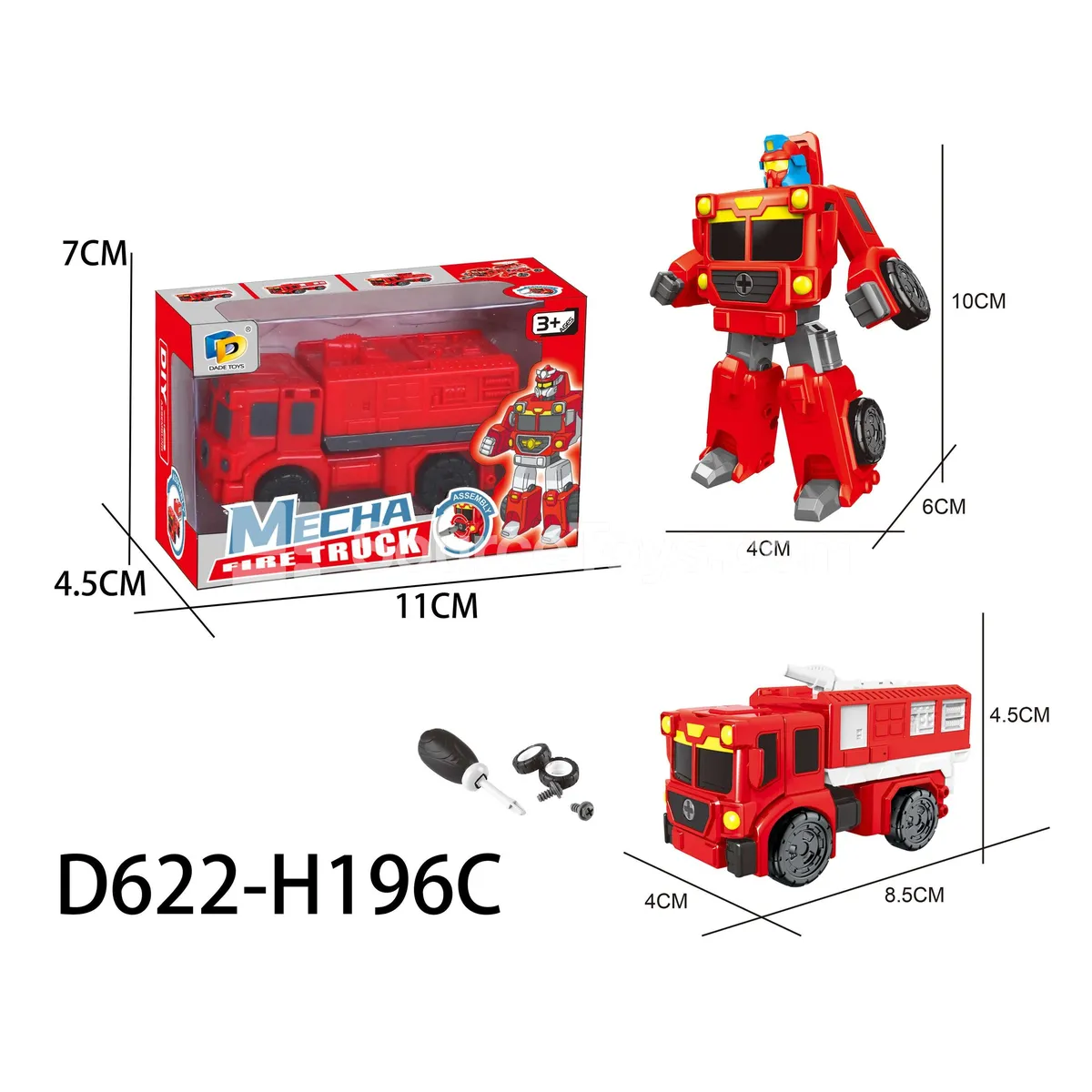 DIY Assembly Transforming Fire Truck Model Kit (D622-H196C) DIY Assembly Transforming Fire Truck Model Kit (D622-H196C)