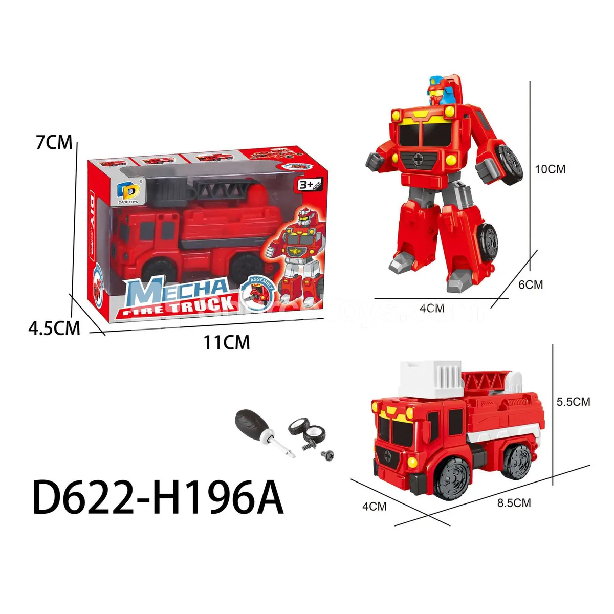 DIY Assembly Transforming Fire Truck Model Kit (D622-H196A) DIY Assembly Transforming Fire Truck Model Kit (D622-H196A)