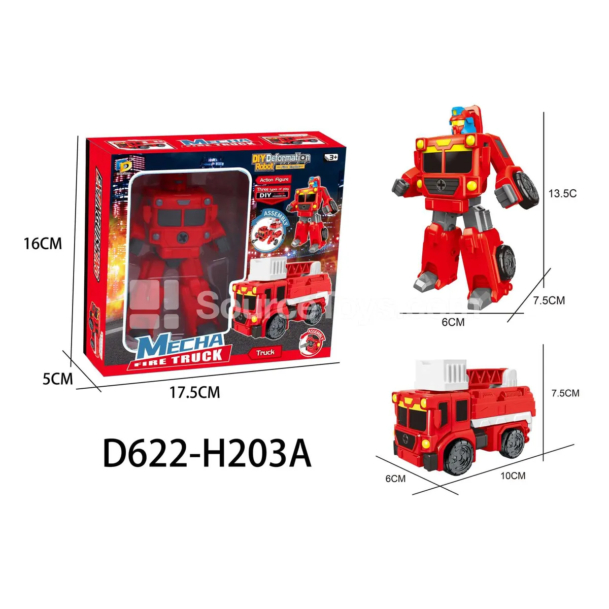 DIY Assembly Transforming Fire Truck Model Kit (D622-H203A)