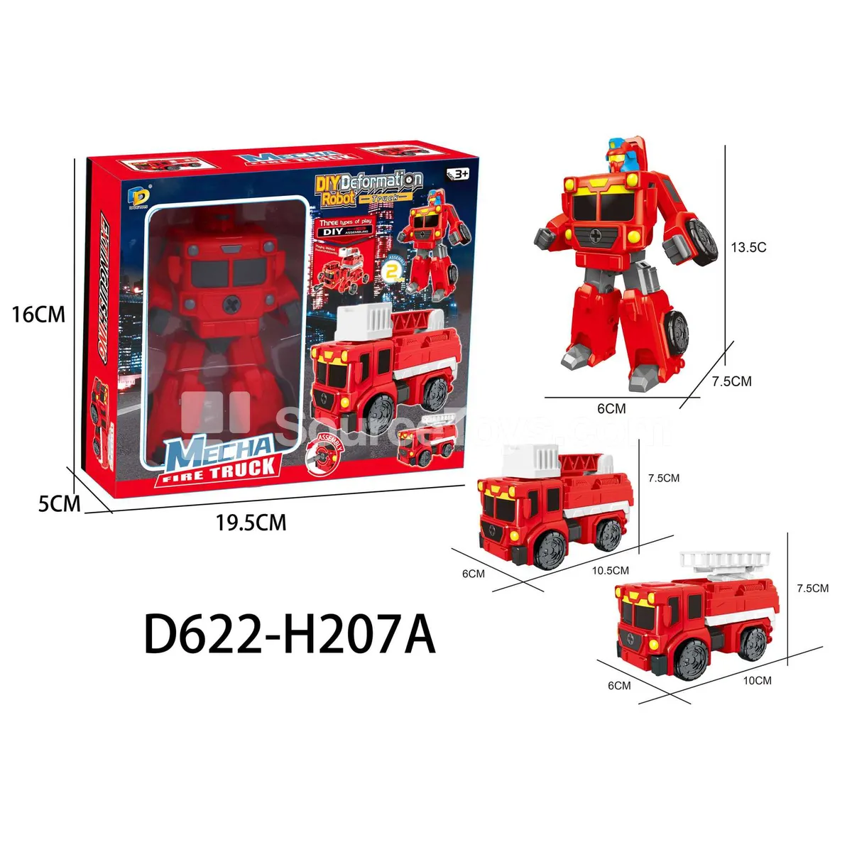 DIY Assembly Transforming Fire Truck Model Kit (D622-H207A)