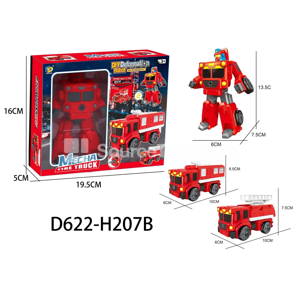 DIY Assembly Transforming Fire Truck Model Kit (D622-H207B)
