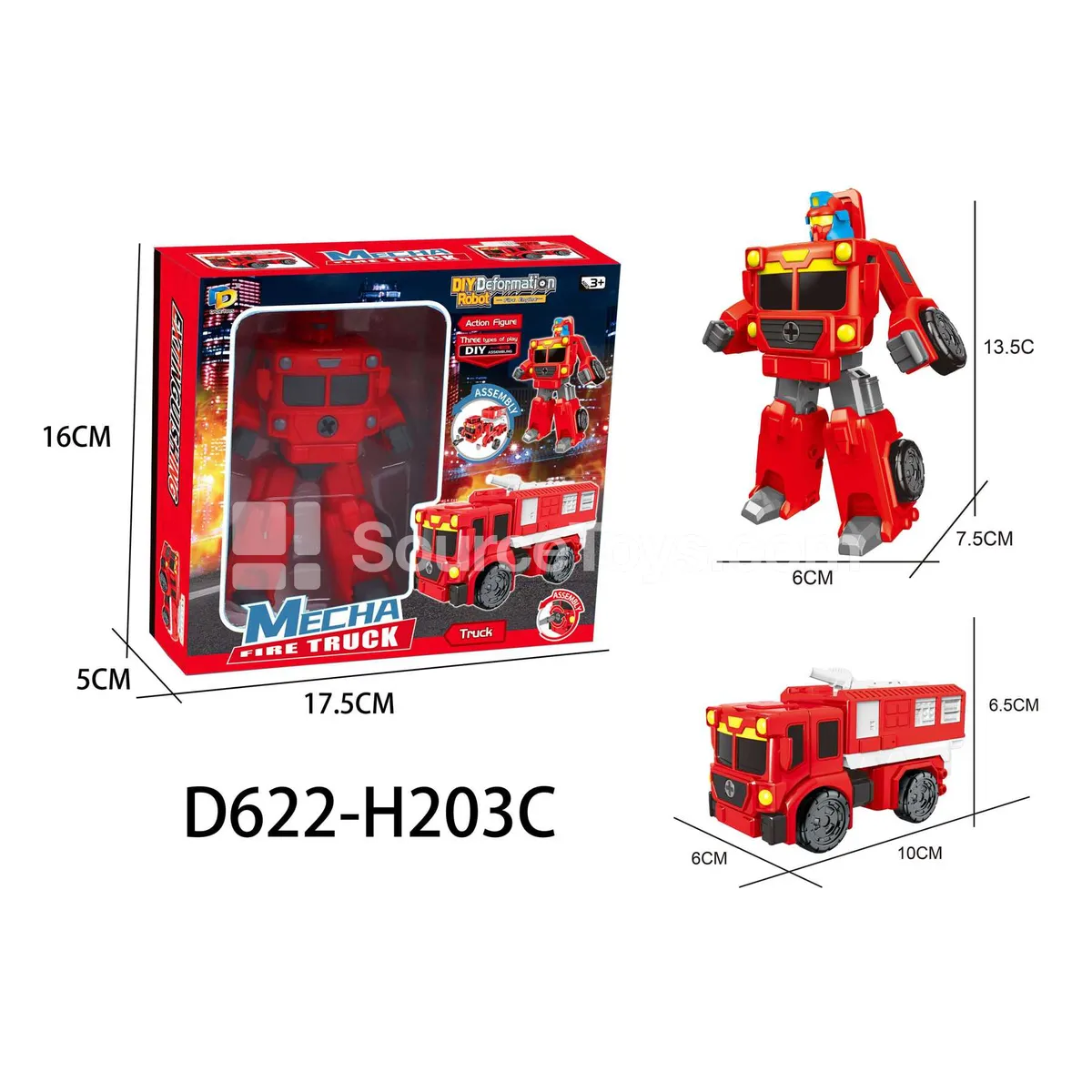 DIY Assembly Transforming Fire Truck Model Kit (D622-H203C)