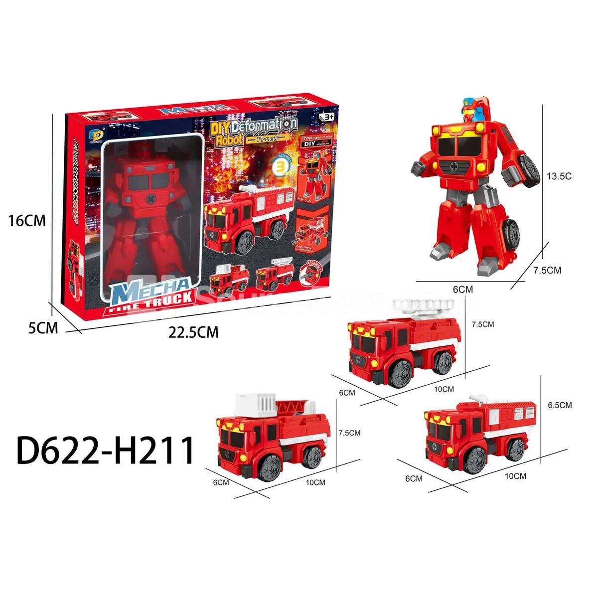 DIY Assembly Transforming Fire Truck Model Kit (D622-H211) DIY Assembly Transforming Fire Truck Model Kit (D622-H211)