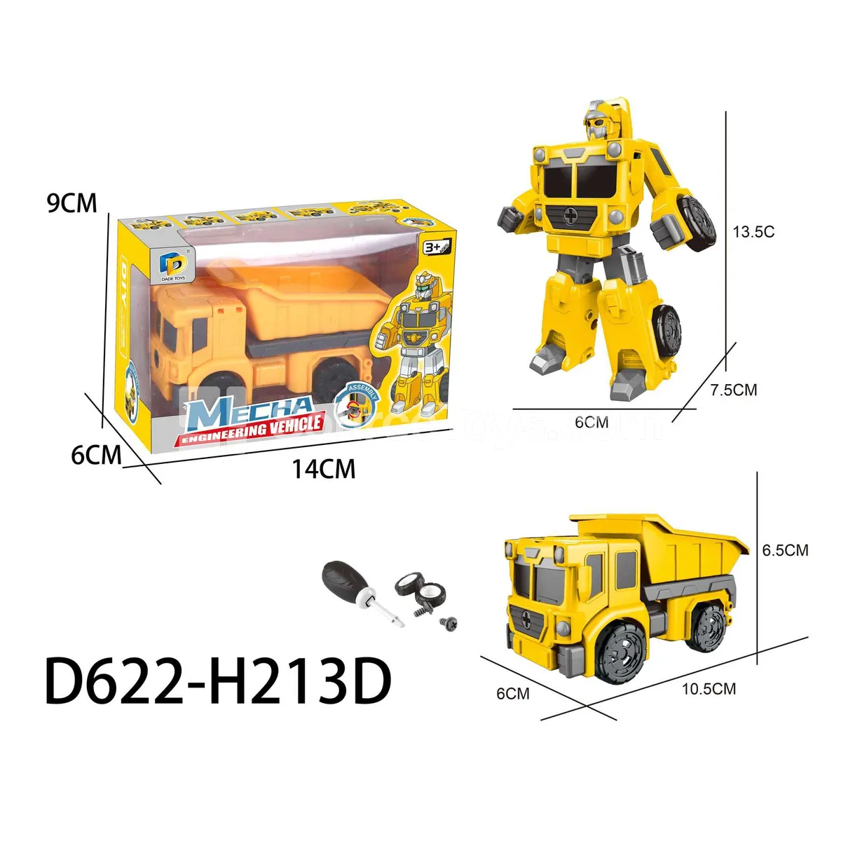 DIY Assembly Transforming Construction Vehicle Model Kit (D622-H213D) DIY Assembly Transforming Construction Vehicle Model Kit (D622-H213D)