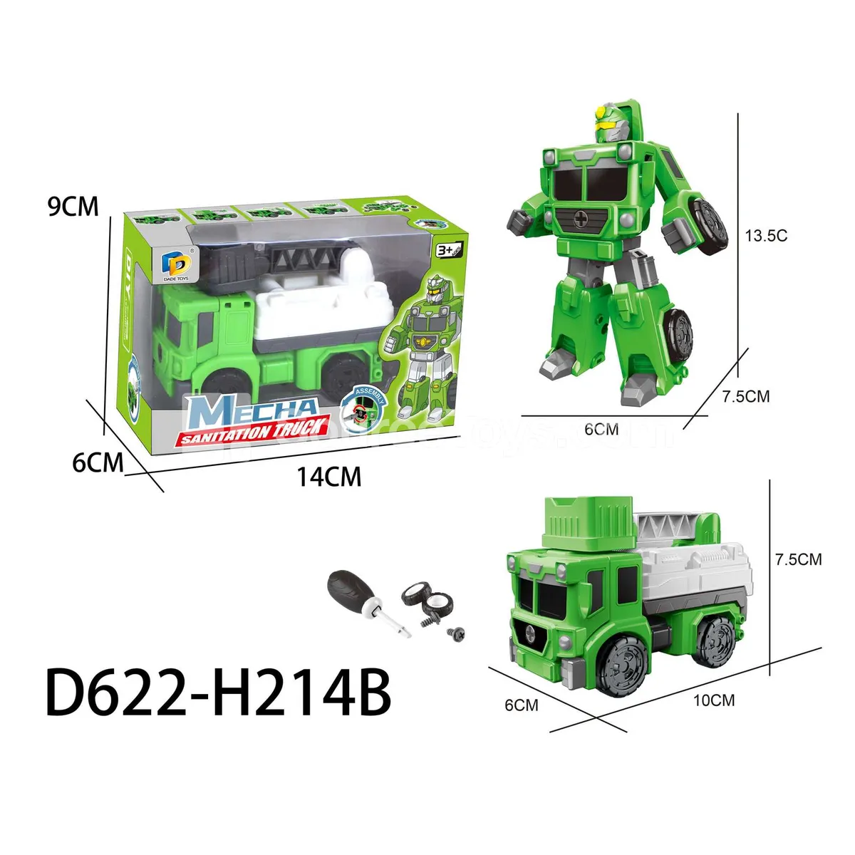 DIY Assembly Transforming Sanitation Vehicle Model Kit (D622-H214B) DIY Assembly Transforming Sanitation Vehicle Model Kit (D622-H214B)