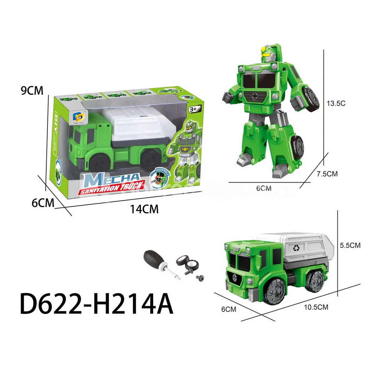 DIY Assembly Transforming Sanitation Vehicle Model Kit (D622-H214A) DIY Assembly Transforming Sanitation Vehicle Model Kit (D622-H214A)