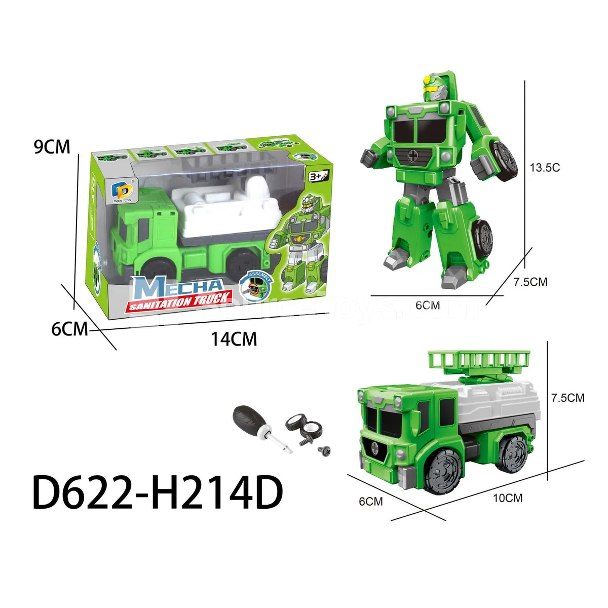 DIY Assembly Transforming Sanitation Vehicle Model Kit (D622-H214D) DIY Assembly Transforming Sanitation Vehicle Model Kit (D622-H214D)