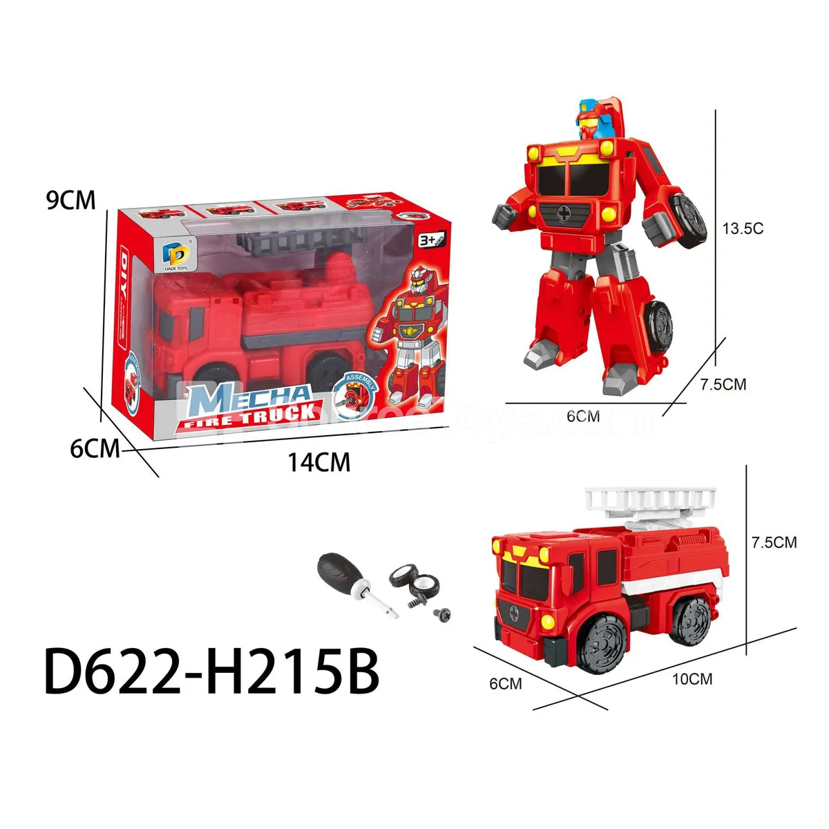 DIY Assembly Transforming Fire Truck Model Kit (D622-H215B) DIY Assembly Transforming Fire Truck Model Kit (D622-H215B)