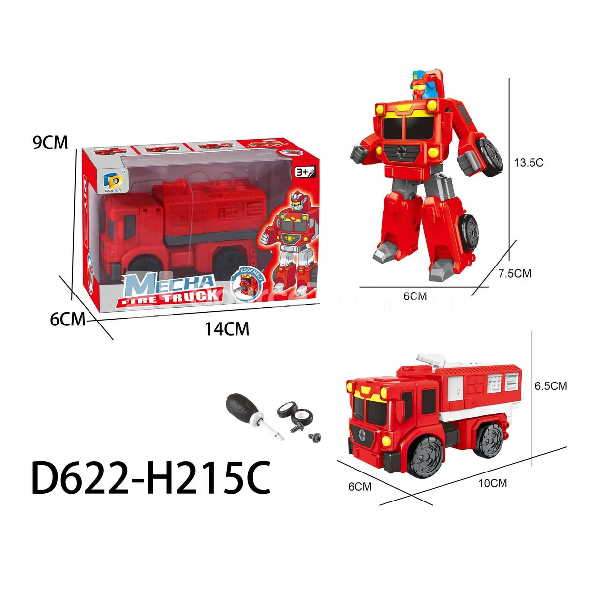 DIY Assembly Transforming Fire Truck Model Kit (D622-H215C) DIY Assembly Transforming Fire Truck Model Kit (D622-H215C)