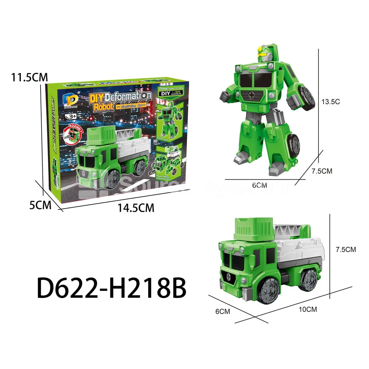 DIY Assembly Transforming Sanitation Vehicle Model Kit (D622-H218B) DIY Assembly Transforming Sanitation Vehicle Model Kit (D622-H218B)