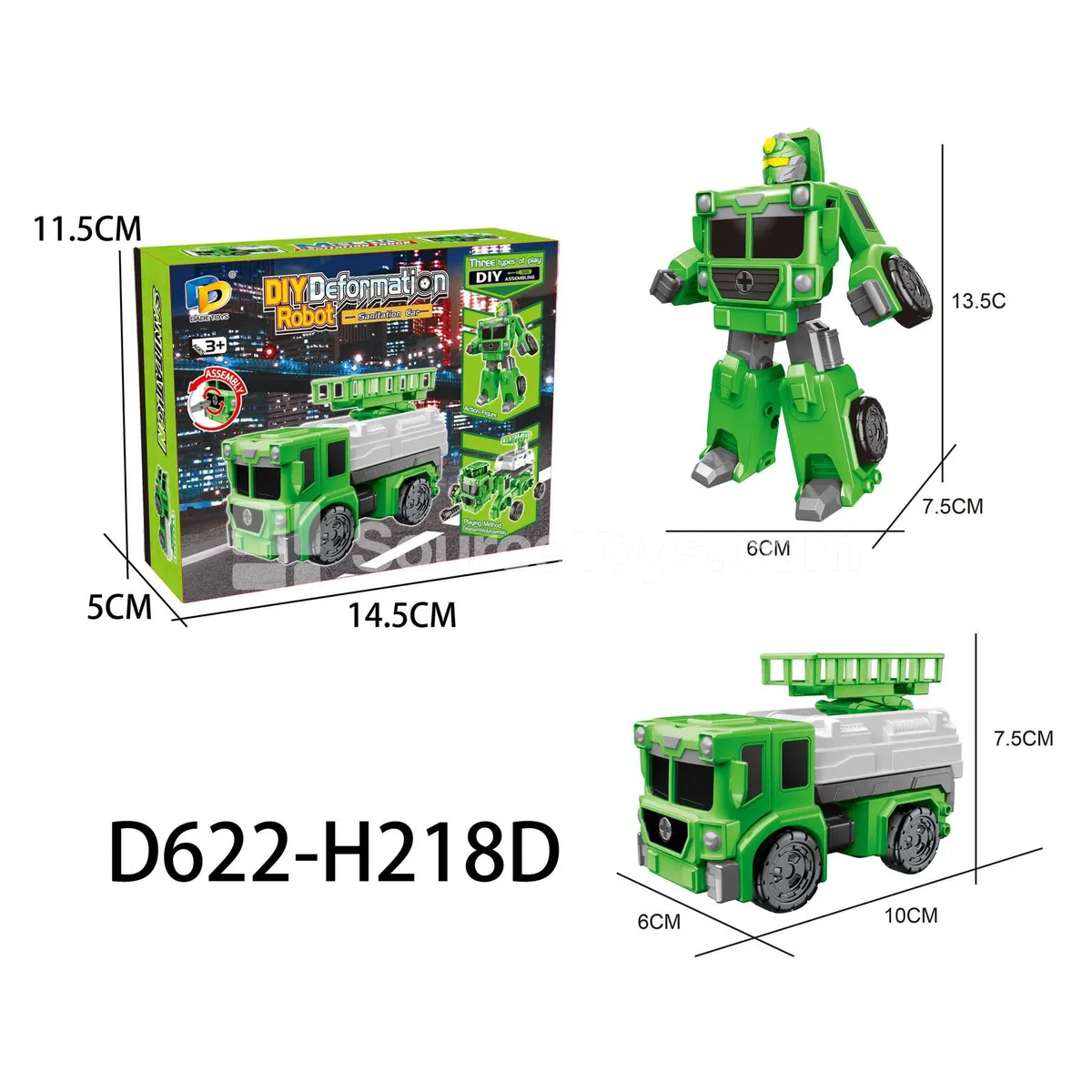 DIY Assembly Transforming Sanitation Vehicle Model Kit (D622-H218D) DIY Assembly Transforming Sanitation Vehicle Model Kit (D622-H218D)