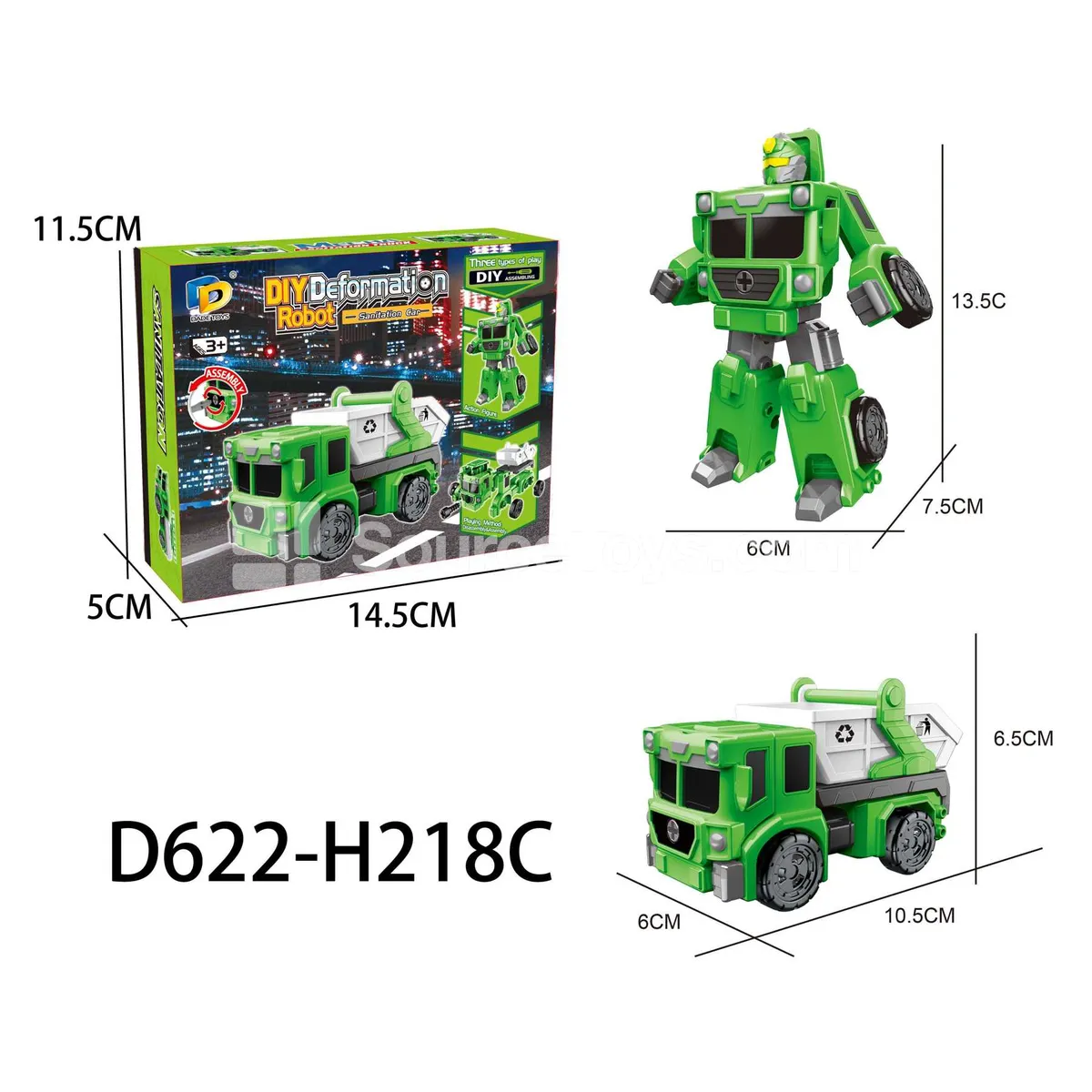 DIY Assembly Transforming Sanitation Vehicle Model Kit (D622-H218C) DIY Assembly Transforming Sanitation Vehicle Model Kit (D622-H218C)