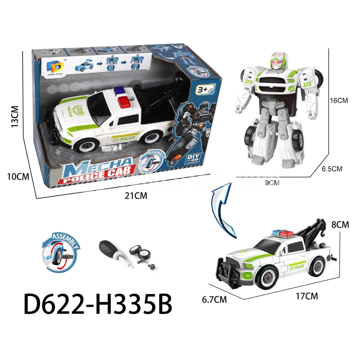 DIY Transforming Police Car Model Kit (D622-H335B) DIY Transforming Police Car Model Kit (D622-H335B)