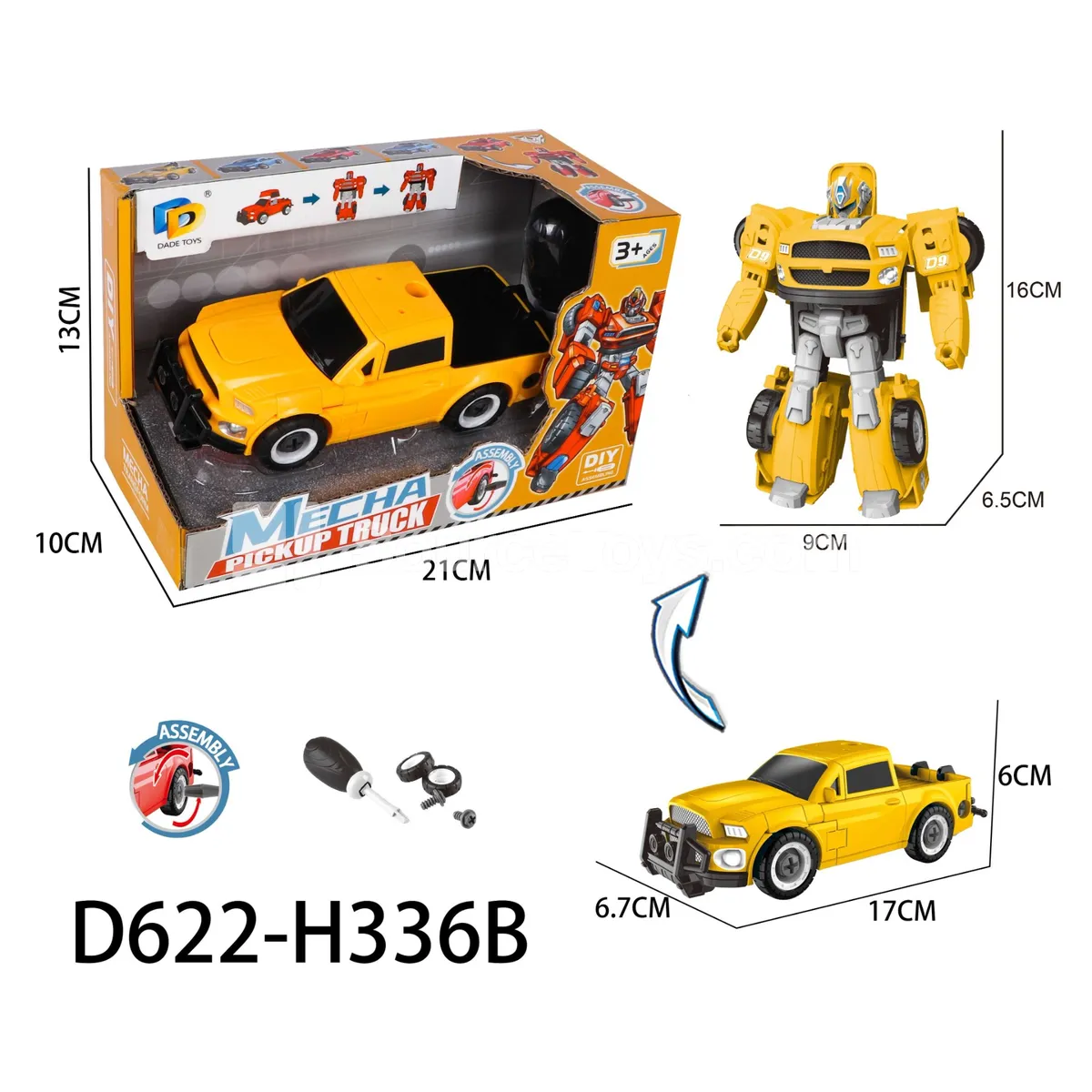 DIY Transforming Pickup Truck Model Kit (D622-H336B) DIY Transforming Pickup Truck Model Kit (D622-H336B)
