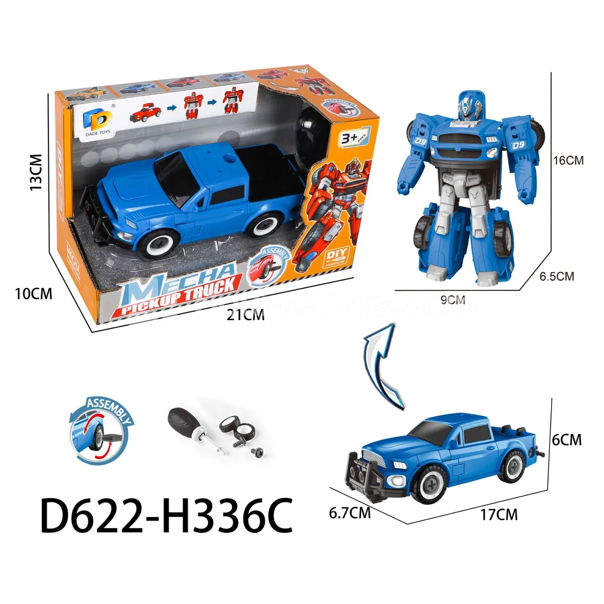 DIY Transforming Pickup Truck Model Kit (D622-H336C) DIY Transforming Pickup Truck Model Kit (D622-H336C)