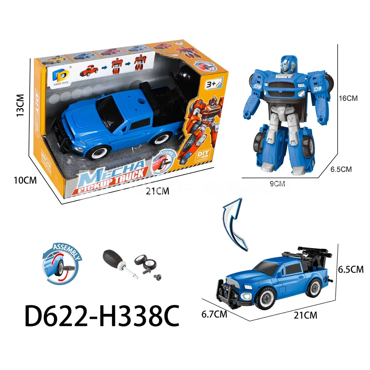 DIY Transforming Pickup Truck Model Kit (D622-H338C) DIY Transforming Pickup Truck Model Kit (D622-H338C)