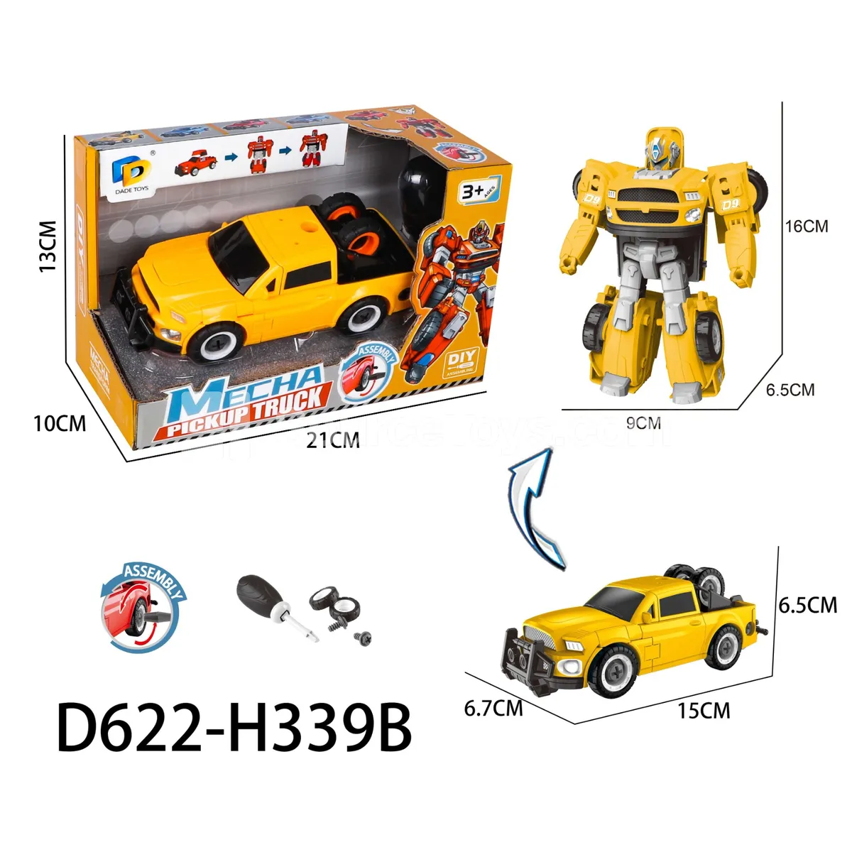 DIY Transforming Pickup Truck Model Kit (D622-H339B) DIY Transforming Pickup Truck Model Kit (D622-H339B)