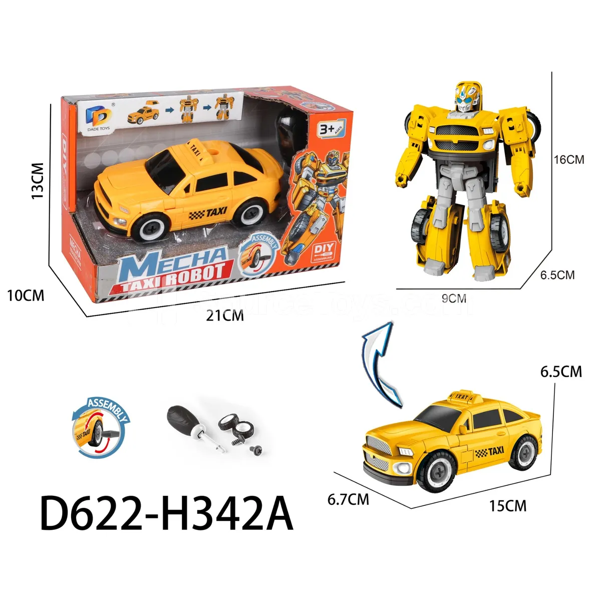DIY Transforming Taxi Model Kit (D622-H342A) DIY Transforming Taxi Model Kit (D622-H342A)