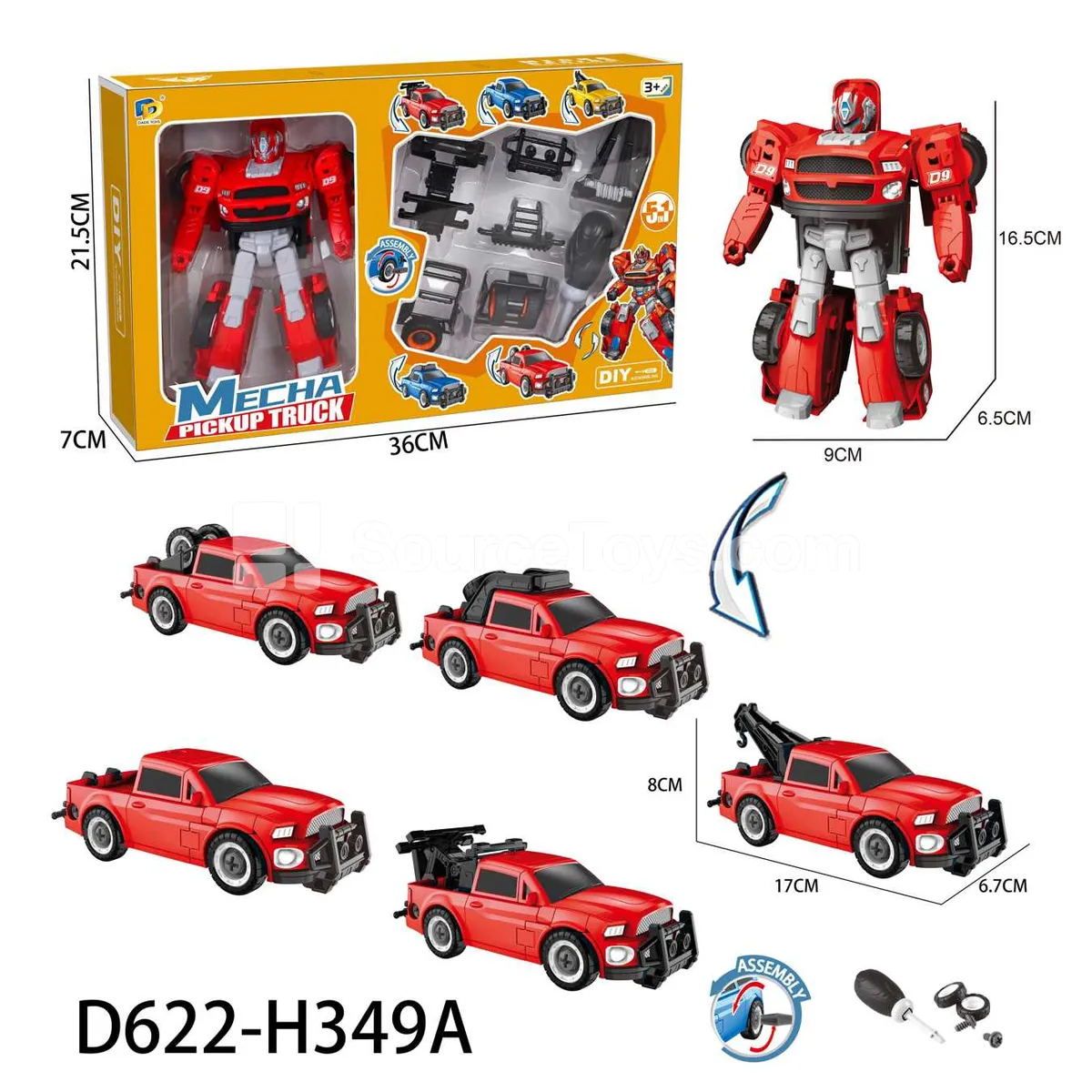DIY Transforming Pickup Truck Model Kit (D622-H349A) DIY Transforming Pickup Truck Model Kit (D622-H349A)