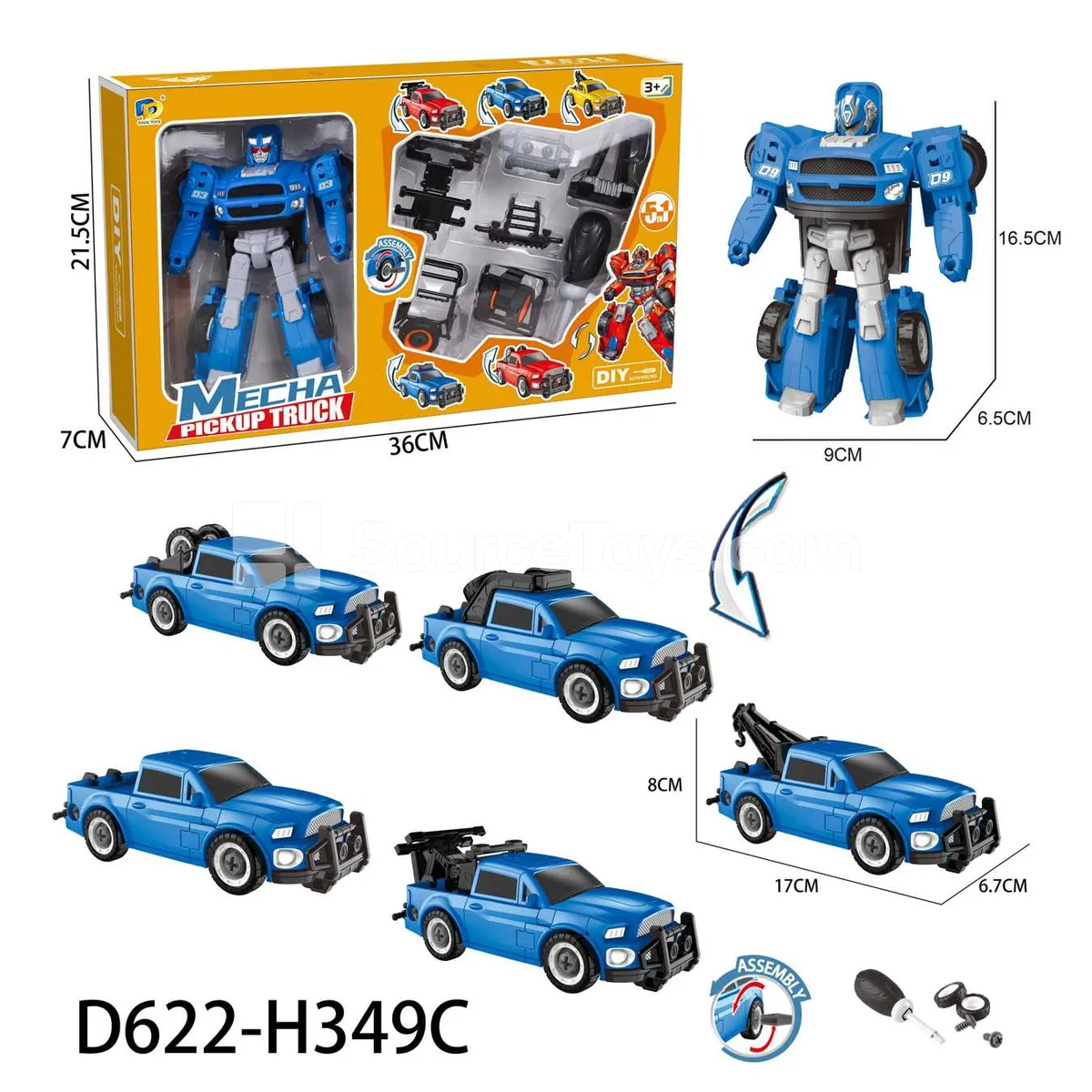 DIY Transforming Pickup Truck Model Kit (D622-H349C) DIY Transforming Pickup Truck Model Kit (D622-H349C)