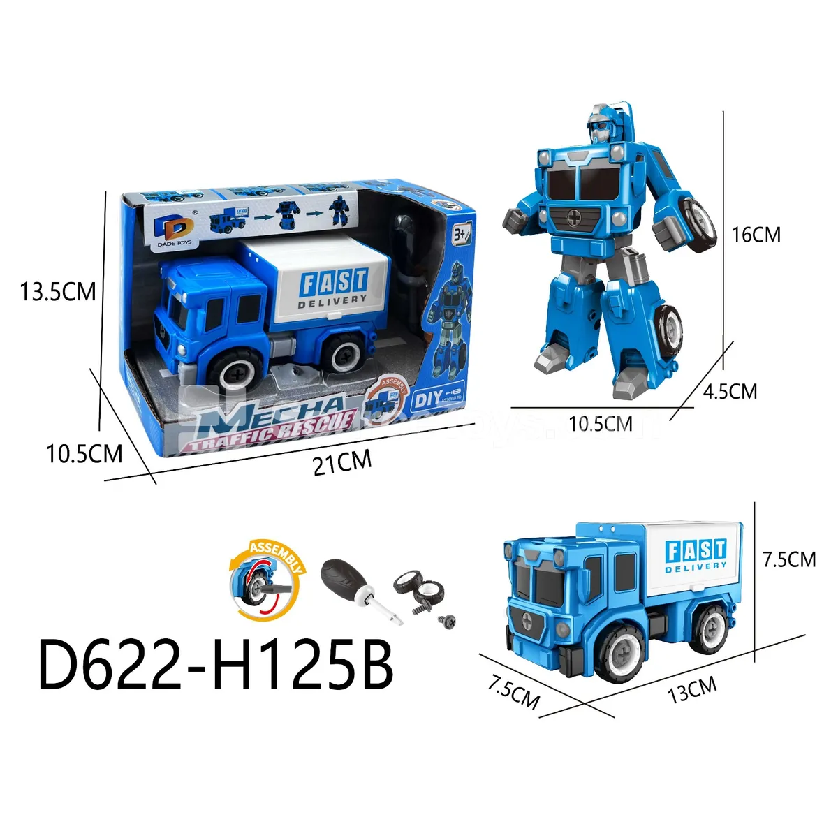 DIY Assembly Transforming City Rescue Vehicle (D622-H125B) DIY Assembly Transforming City Rescue Vehicle (D622-H125B)