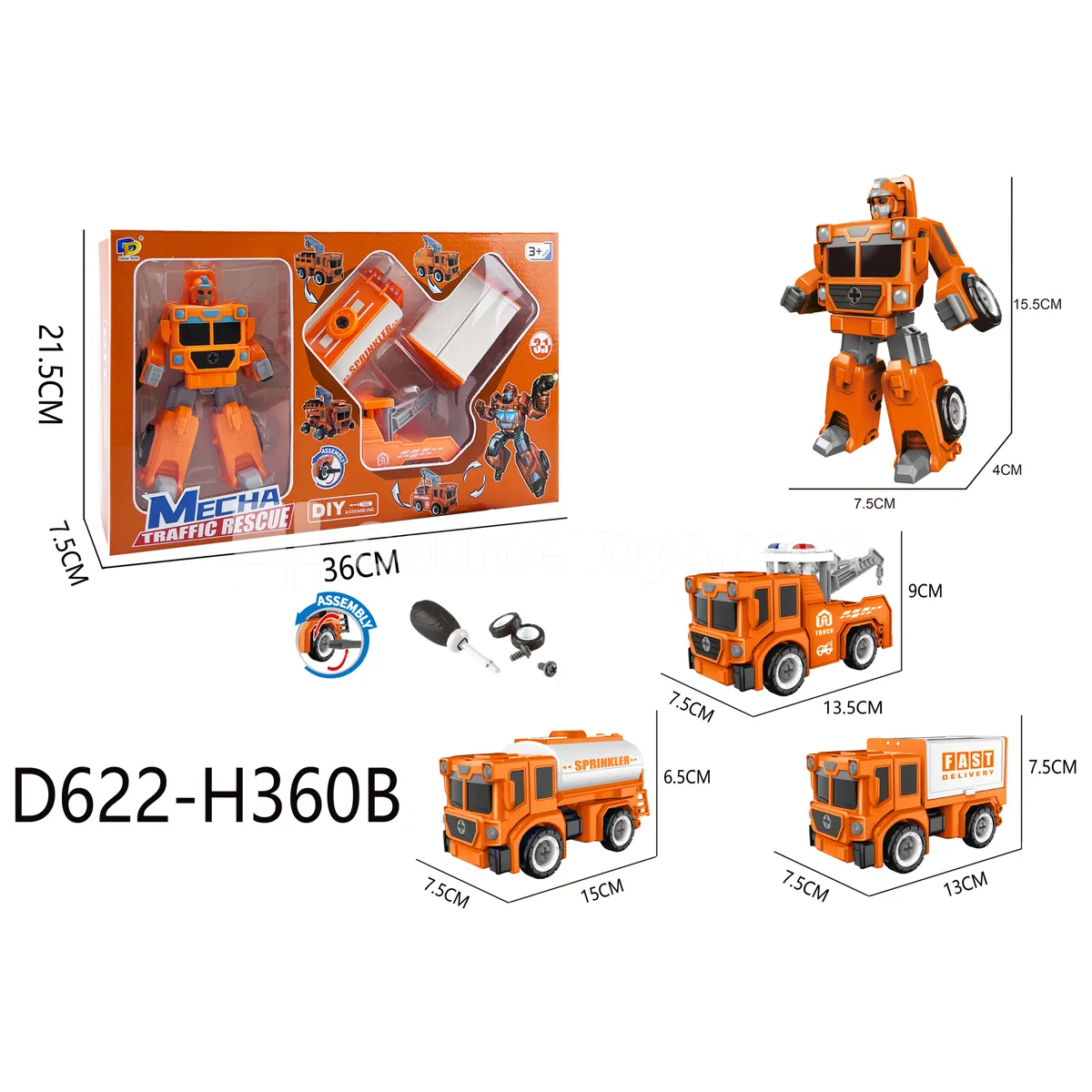 DIY Assembly Transforming City Rescue Vehicle (D622-H360B) DIY Assembly Transforming City Rescue Vehicle (D622-H360B)