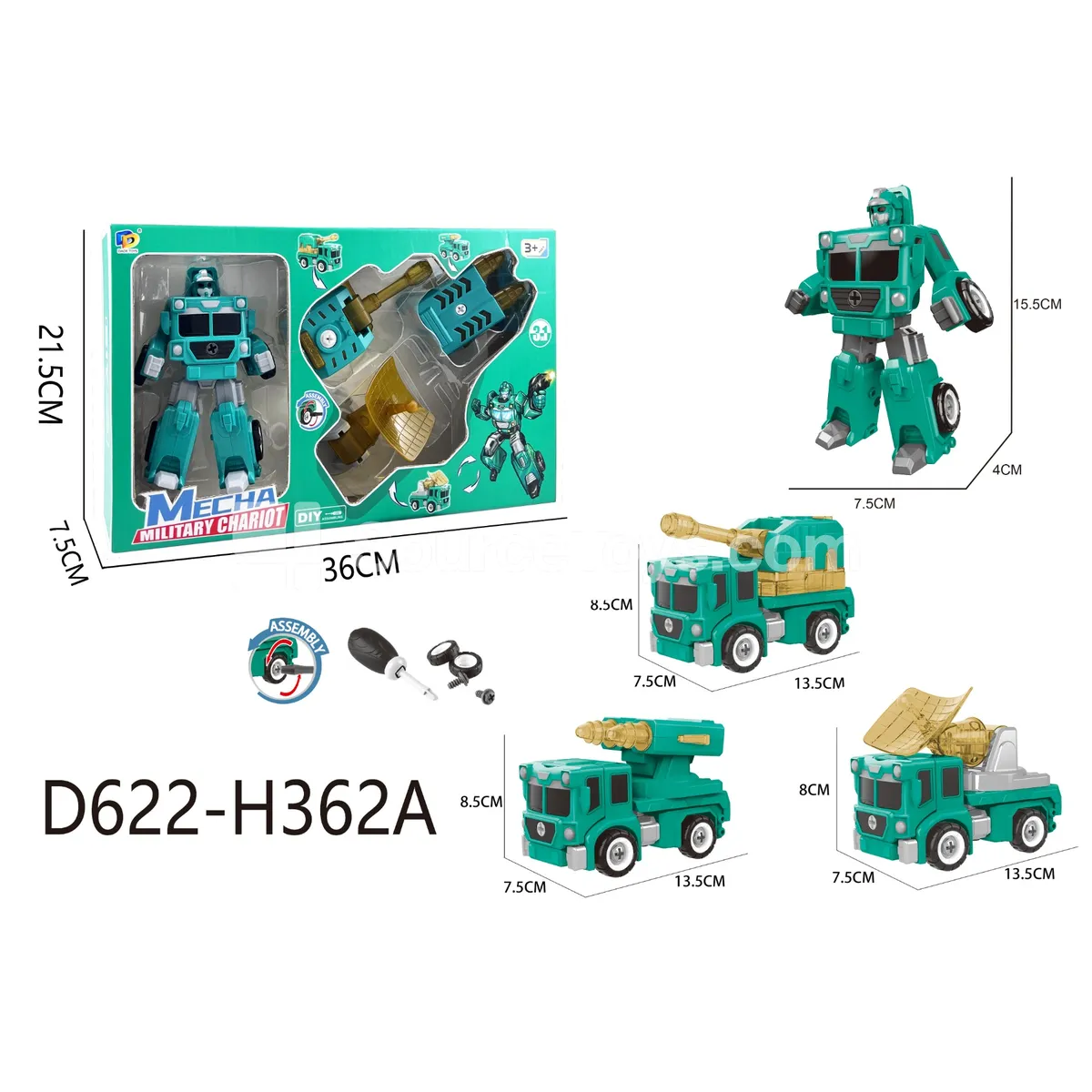 DIY Assembly Transforming Military Vehicle Model Kit (D622-H362A) DIY Assembly Transforming Military Vehicle Model Kit (D622-H362A)
