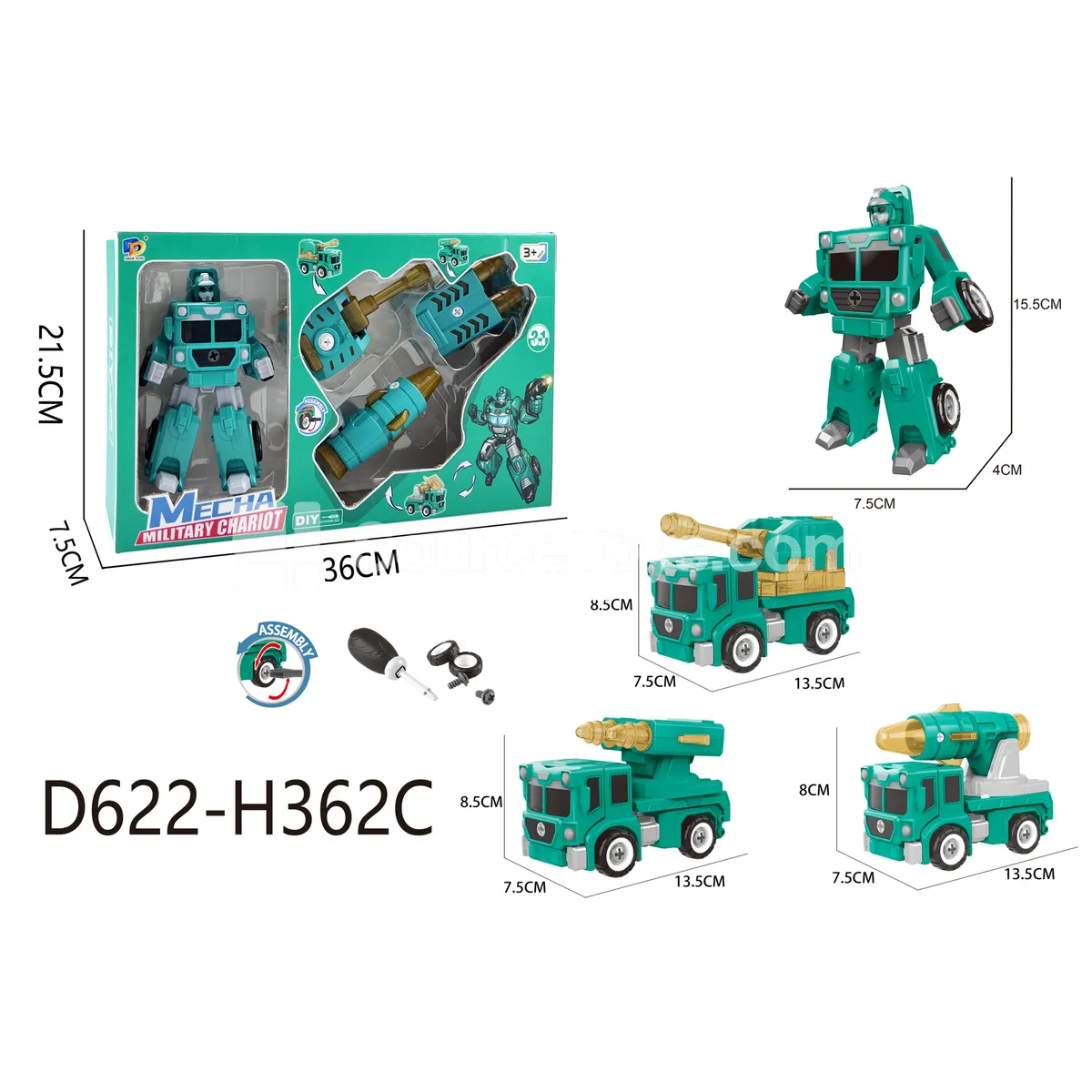 DIY Assembly Transforming Military Vehicle Model Kit (D622-H362C) DIY Assembly Transforming Military Vehicle Model Kit (D622-H362C)