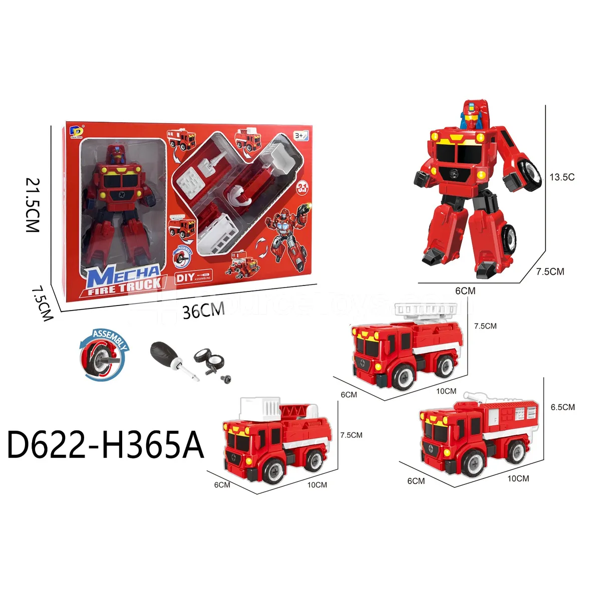 DIY Assembly Transforming Fire Truck Model Kit (D622-H365A) DIY Assembly Transforming Fire Truck Model Kit (D622-H365A)