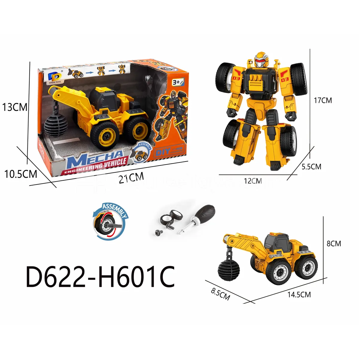 DIY Assembly Transforming Construction Vehicle Model Kit (D622-H601C) DIY Assembly Transforming Construction Vehicle Model Kit (D622-H601C)