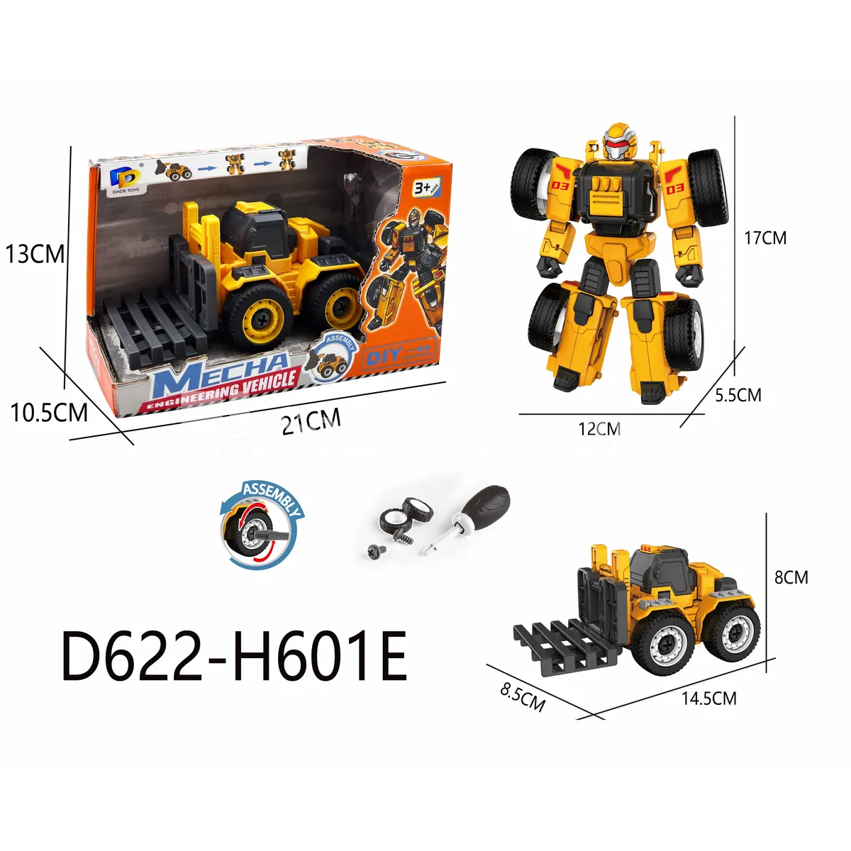 DIY Assembly Transforming Construction Vehicle Model Kit (D622-H601E) DIY Assembly Transforming Construction Vehicle Model Kit (D622-H601E)