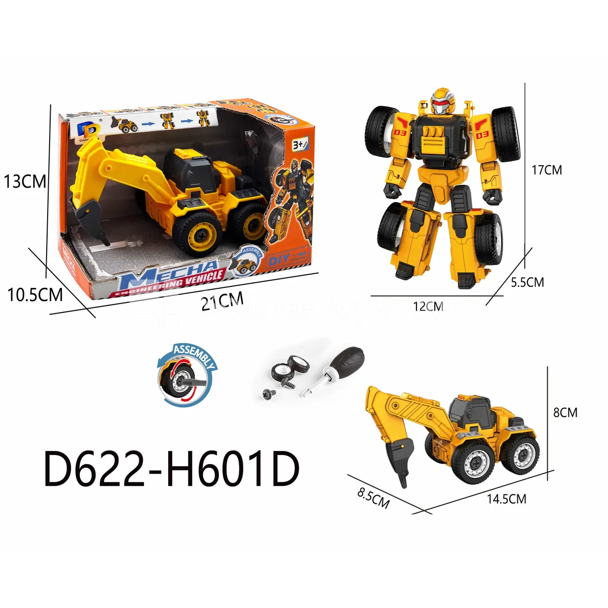 DIY Assembly Transforming Construction Vehicle Model Kit (D622-H601D) DIY Assembly Transforming Construction Vehicle Model Kit (D622-H601D)